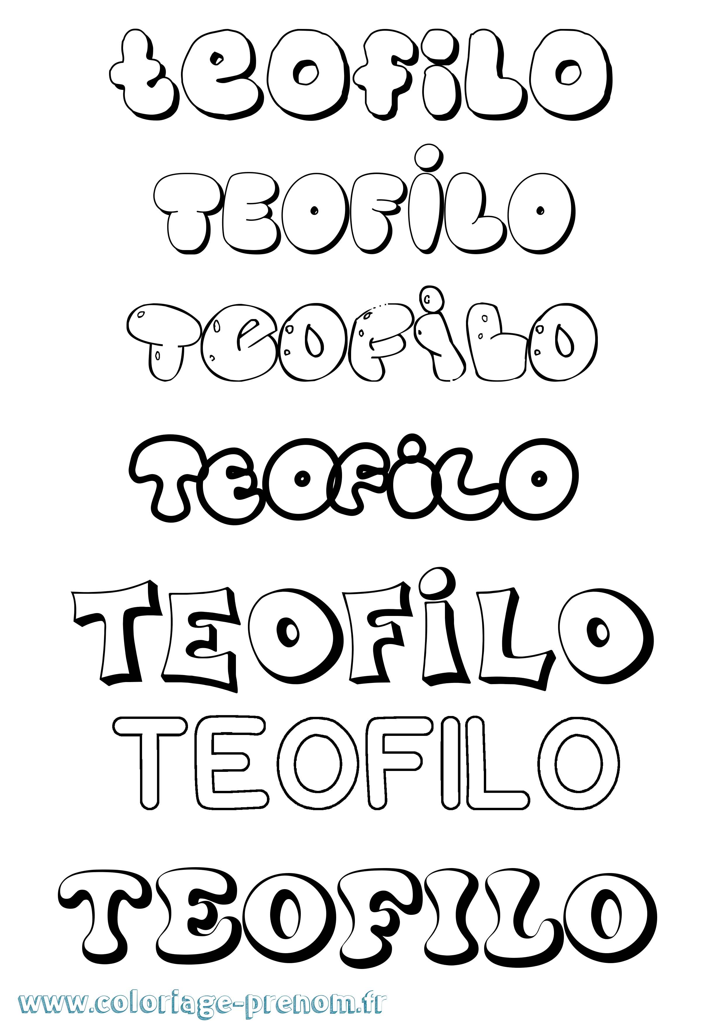 Coloriage prénom Teofilo Bubble