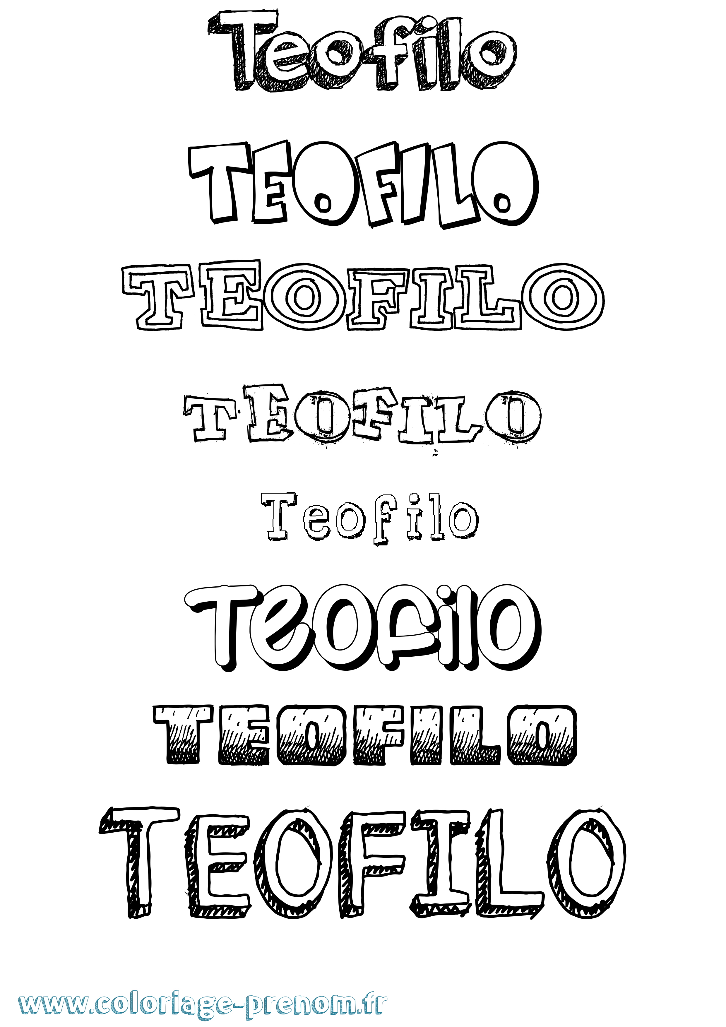 Coloriage prénom Teofilo Dessiné