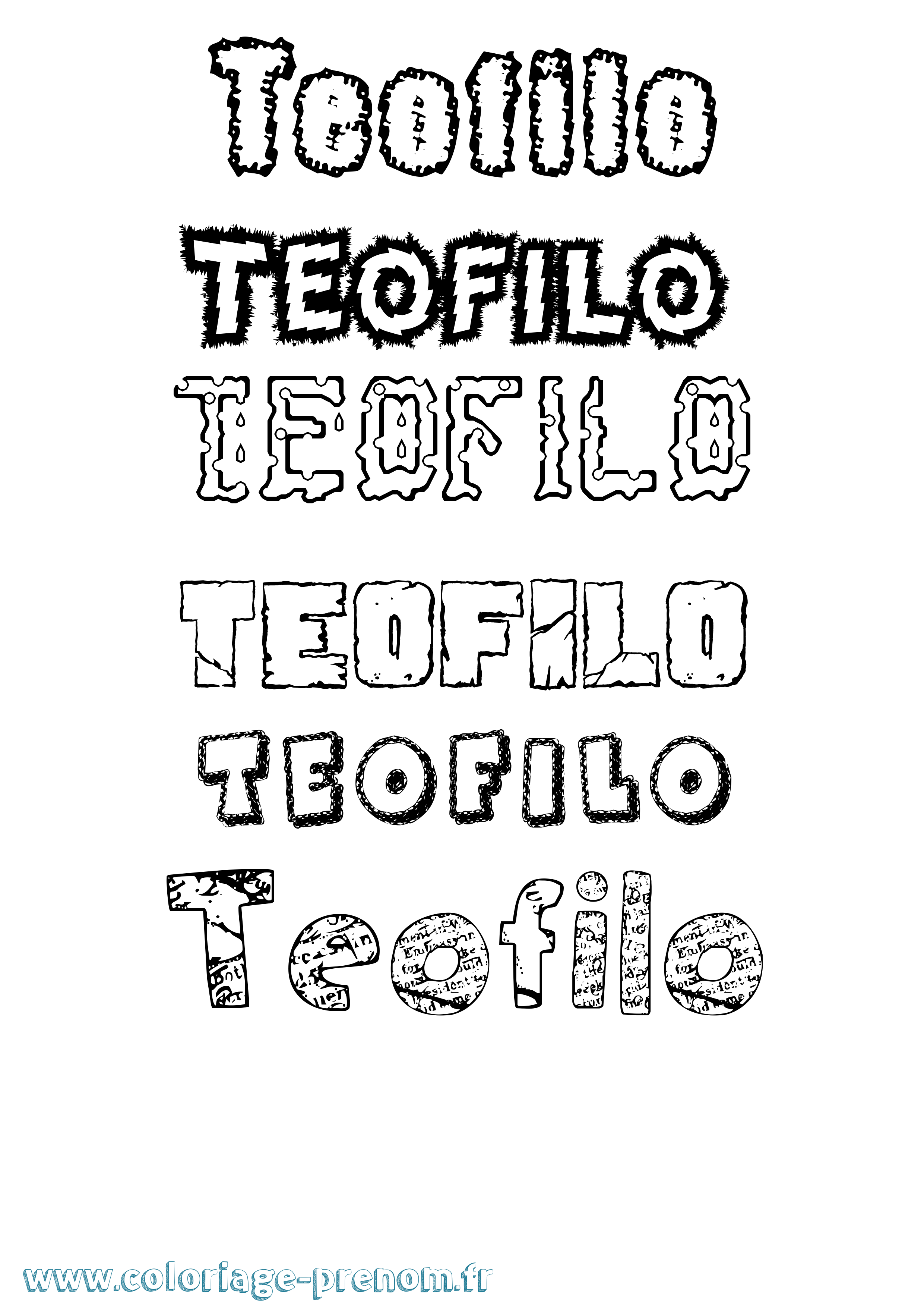 Coloriage prénom Teofilo Destructuré