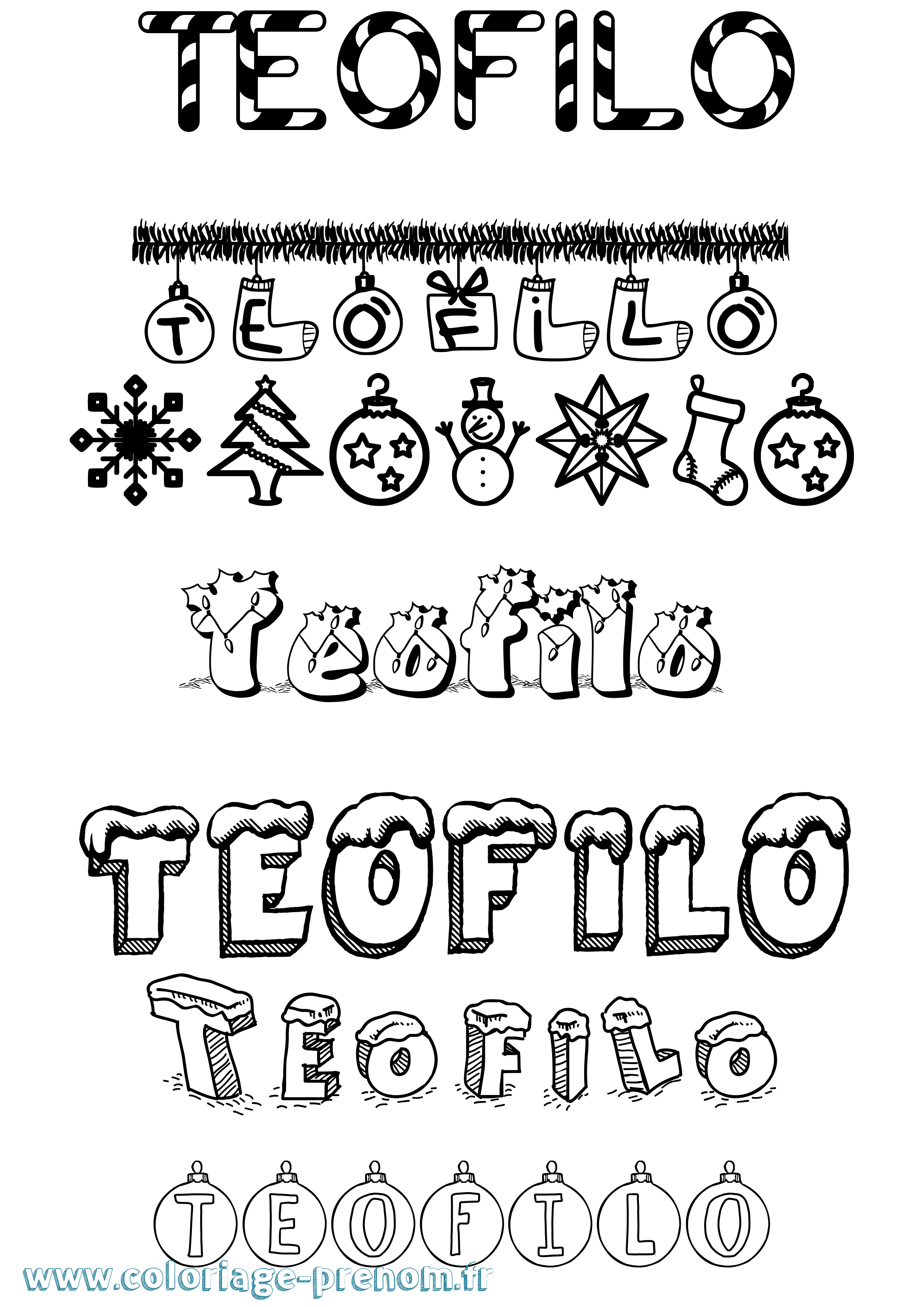 Coloriage prénom Teofilo Noël