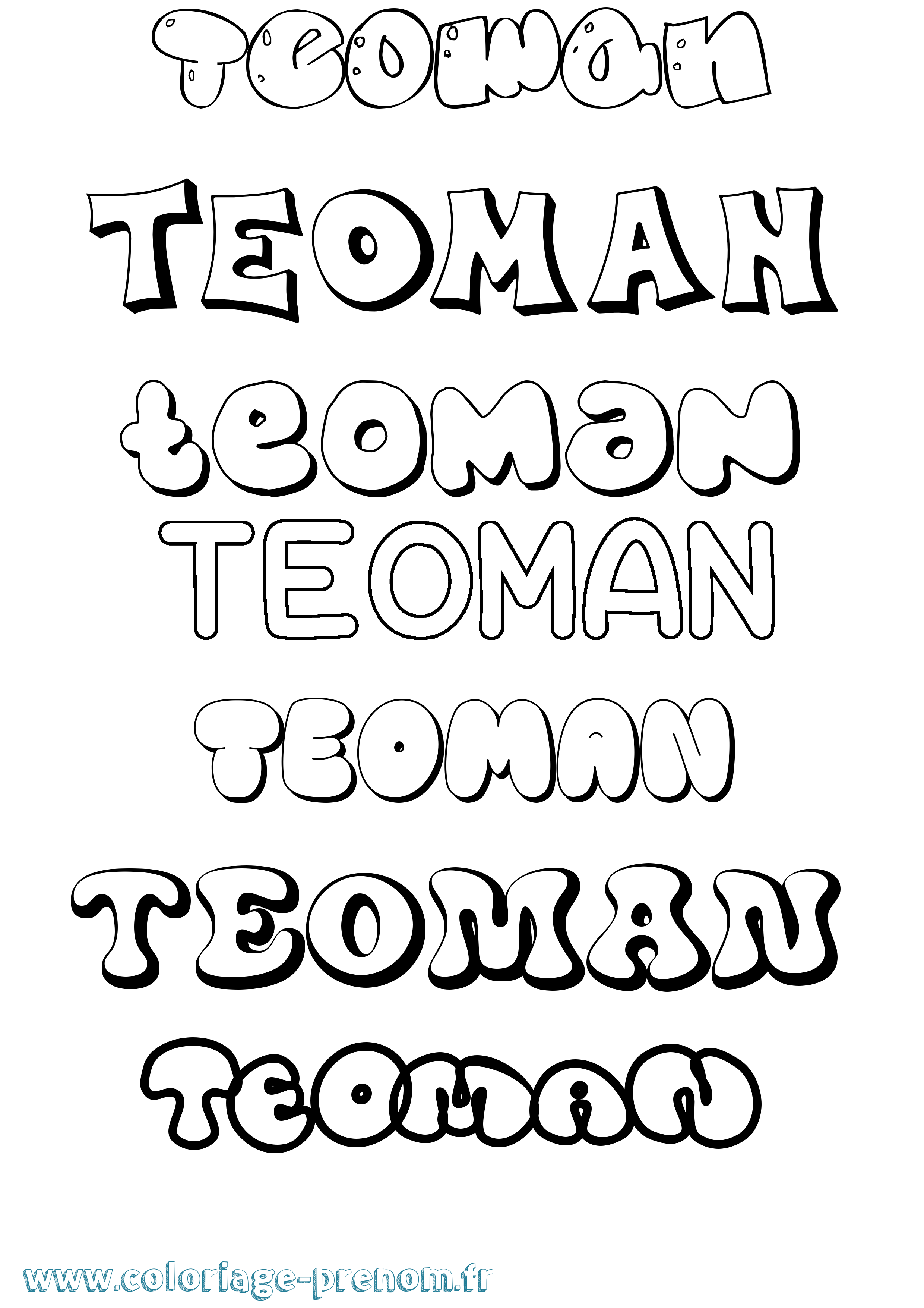 Coloriage prénom Teoman Bubble