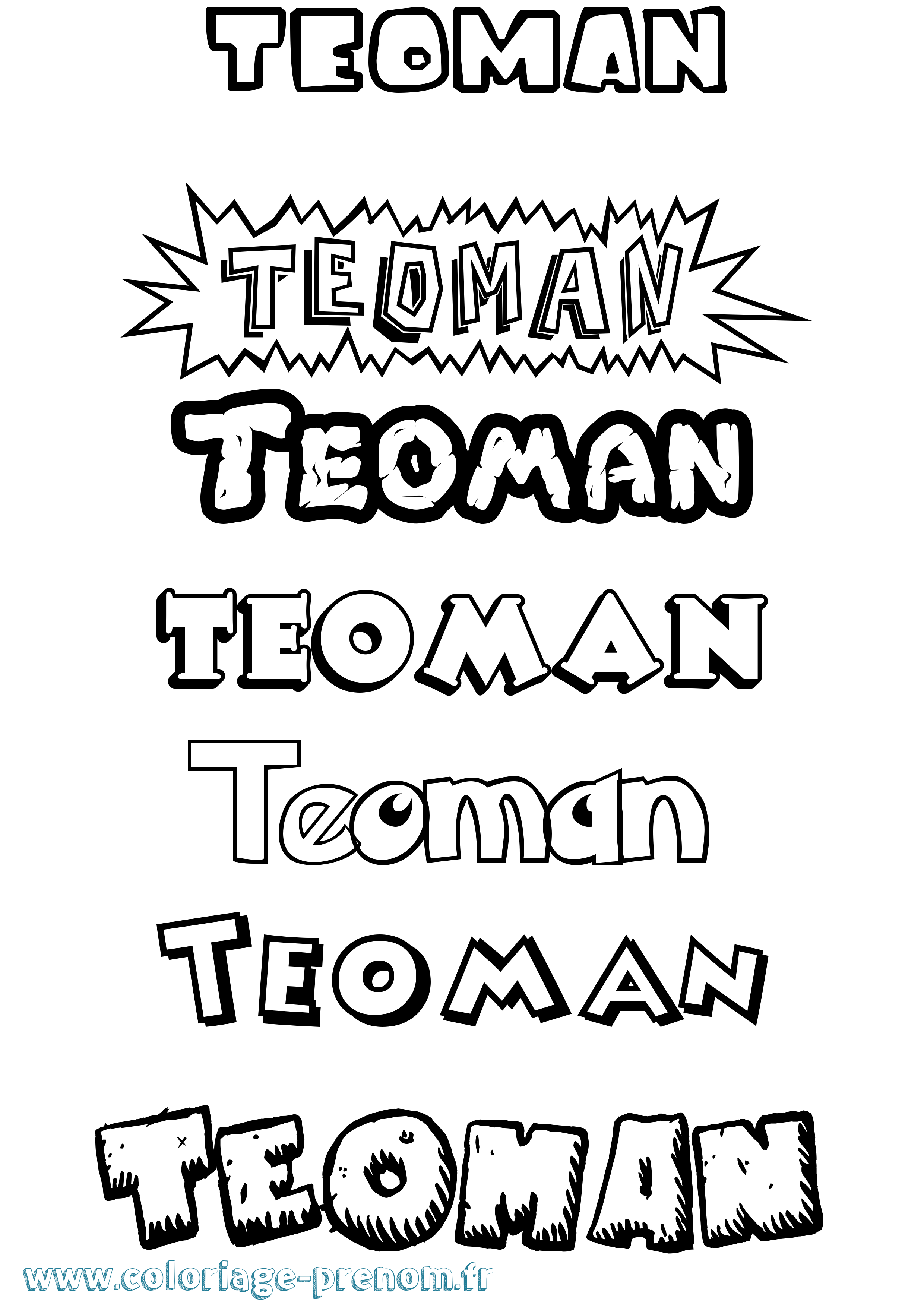 Coloriage prénom Teoman Dessin Animé