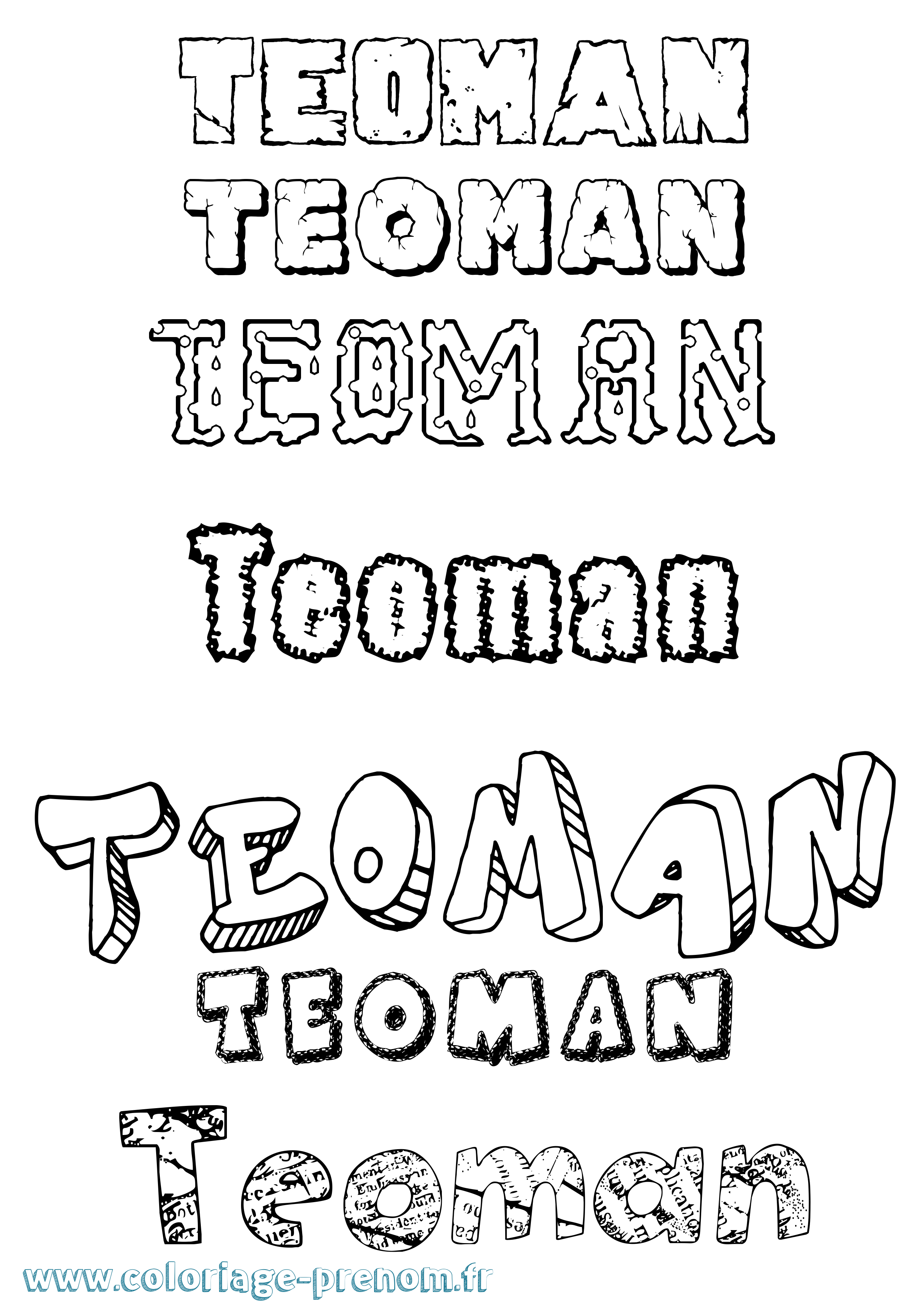 Coloriage prénom Teoman Destructuré