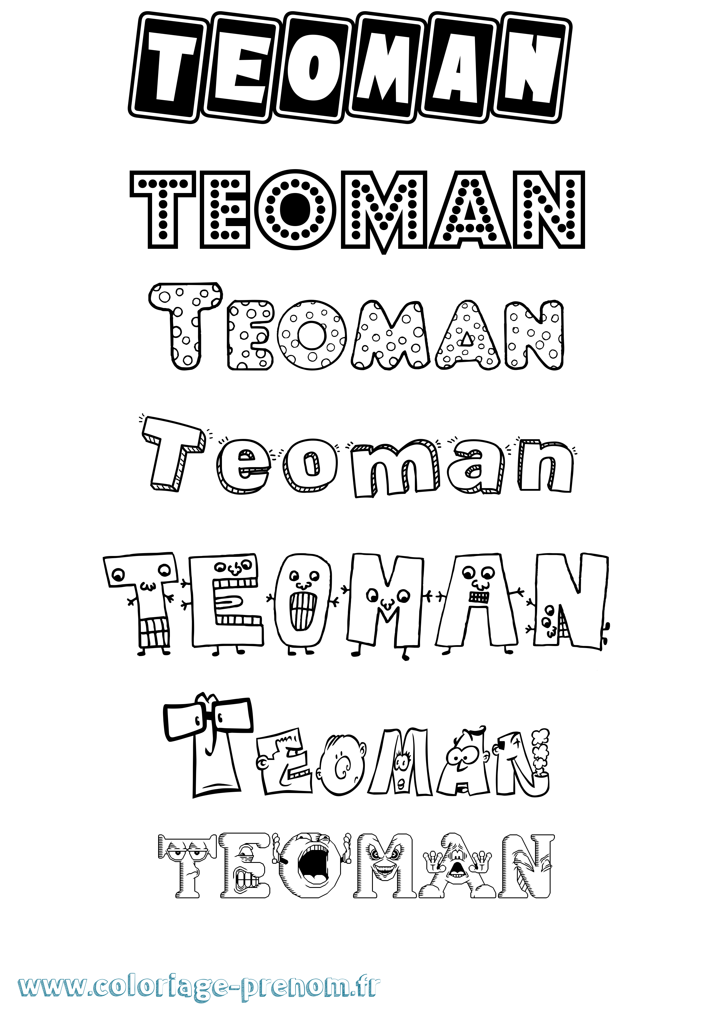 Coloriage prénom Teoman Fun