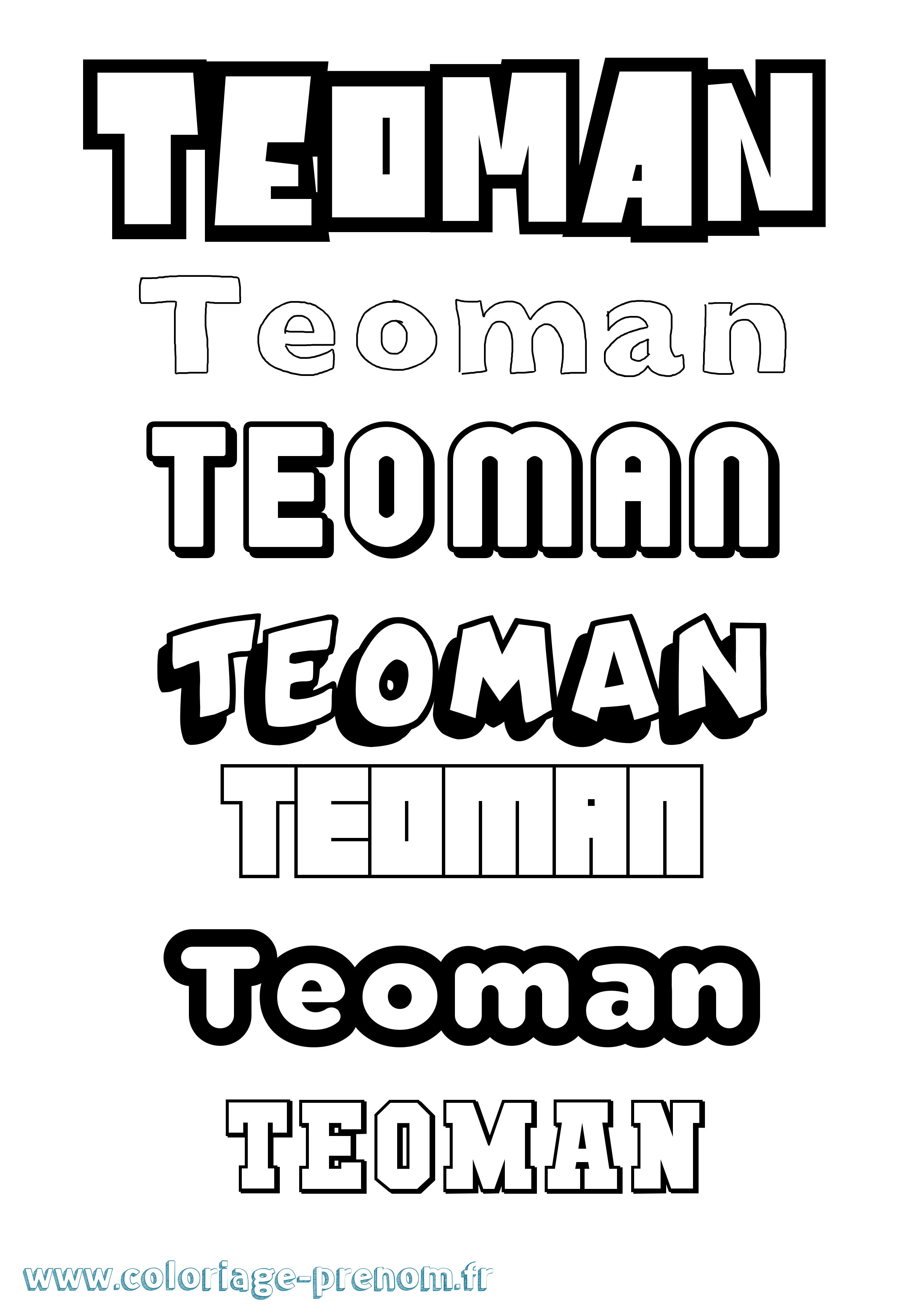 Coloriage prénom Teoman Simple