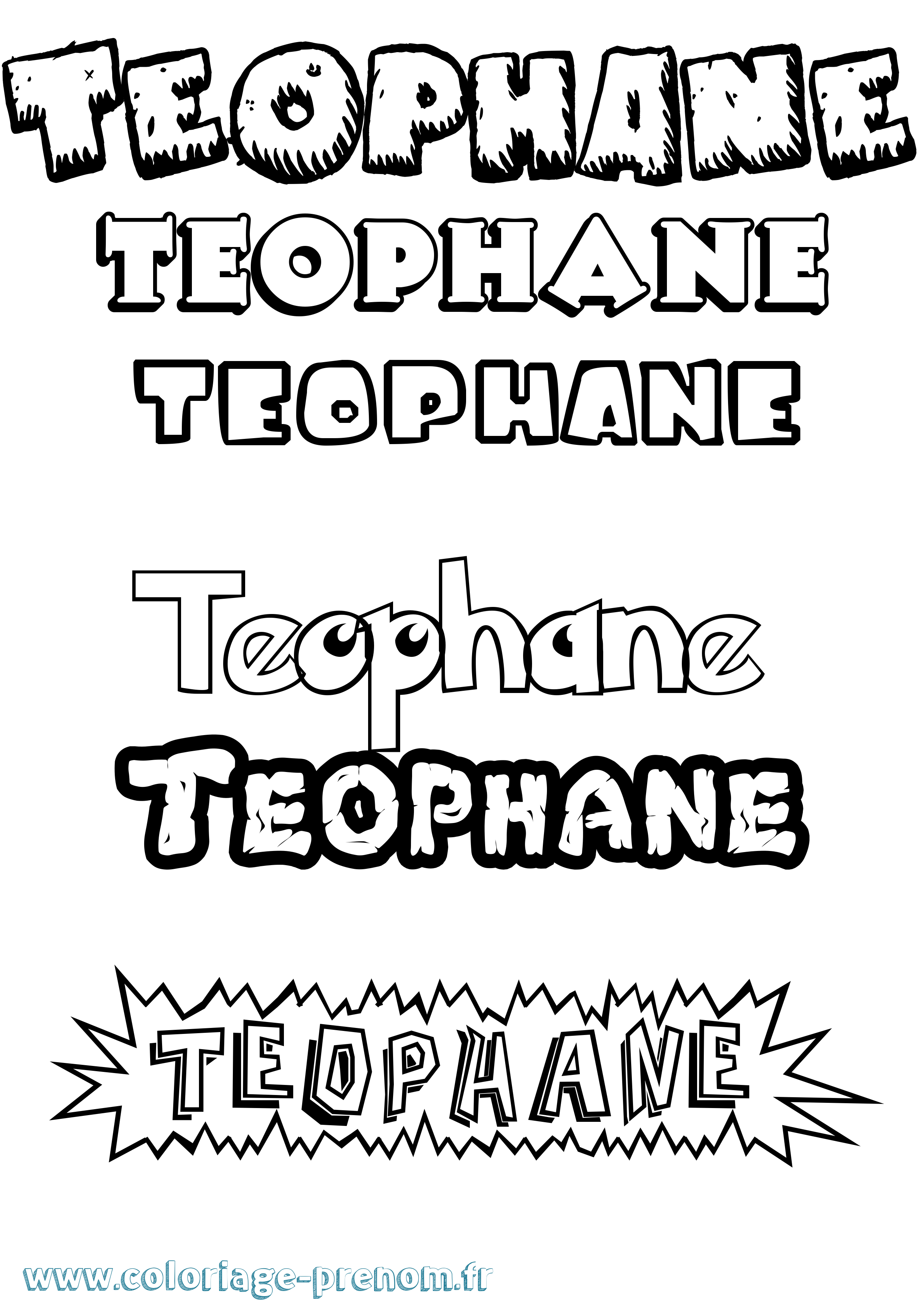 Coloriage Teophane Dessin Animé Coloriage prénom Teophane Dessin Animé
