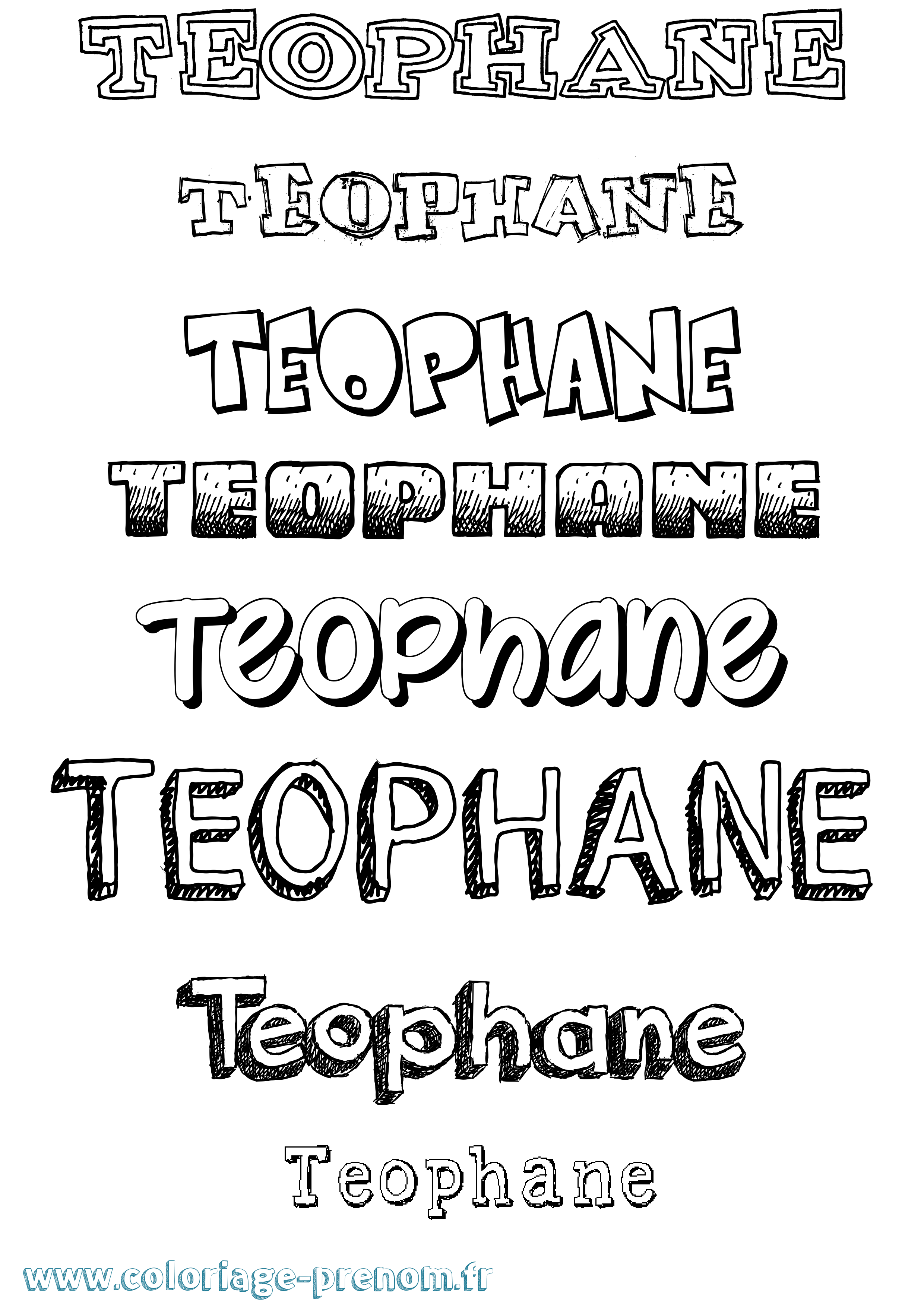 Coloriage Teophane Dessiné Coloriage prénom Teophane Dessiné