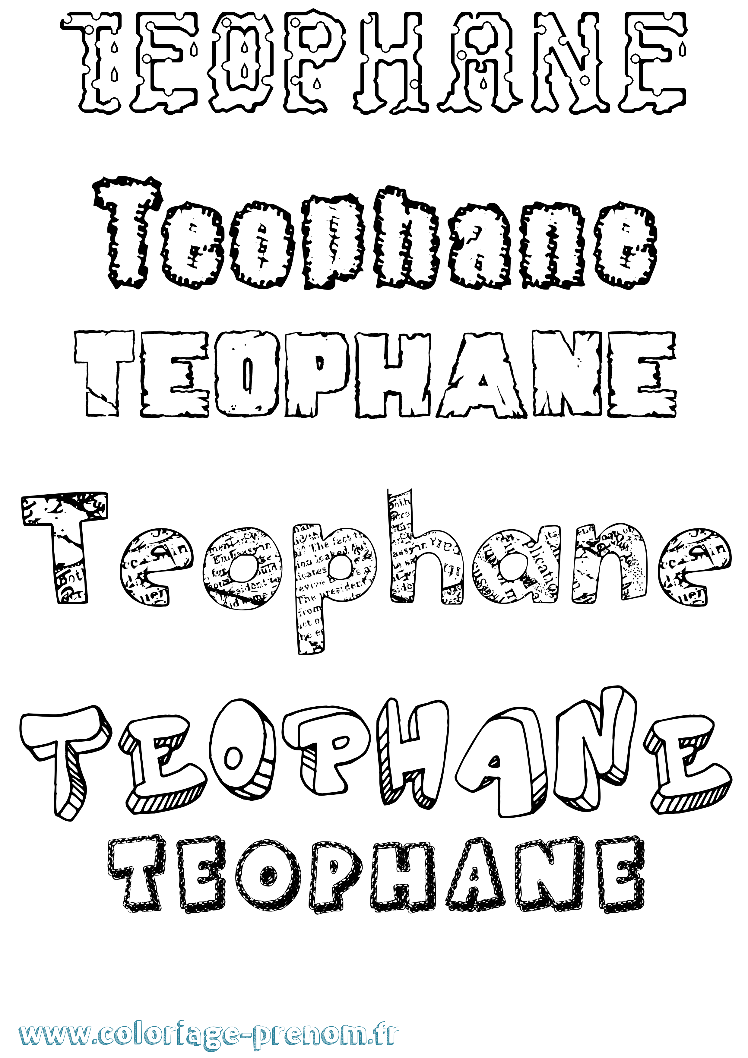Coloriage prénom Teophane Destructuré