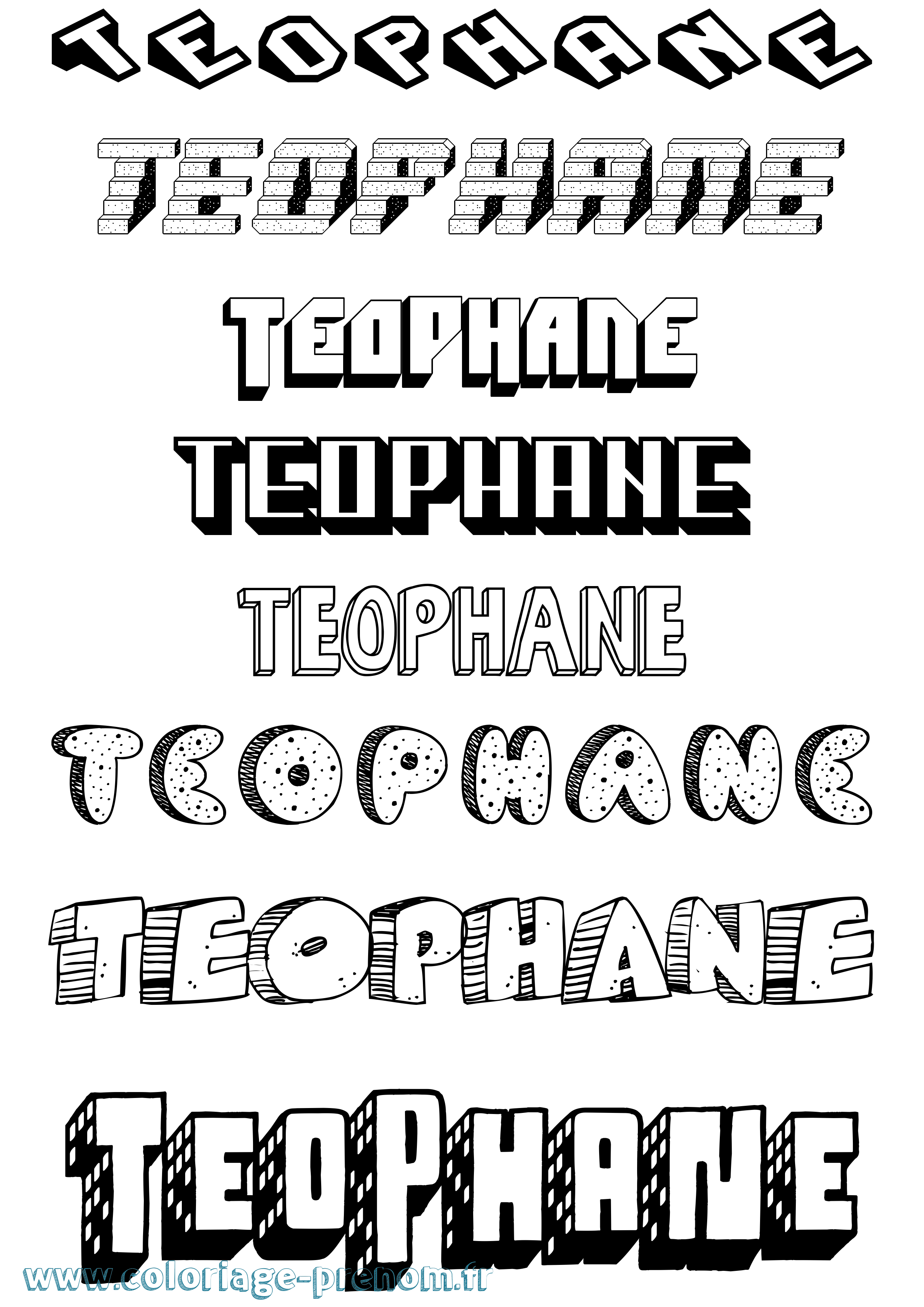 Coloriage Teophane Effet 3D Coloriage prénom Teophane Effet 3D