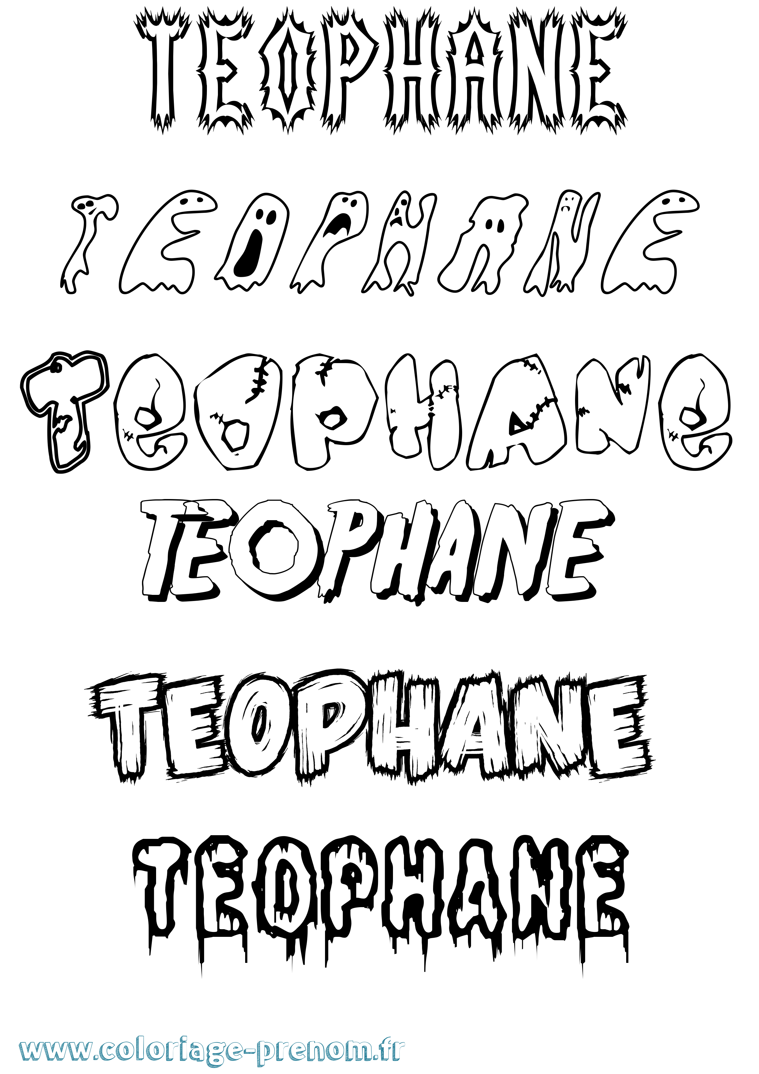 Coloriage Teophane Frisson Coloriage prénom Teophane Frisson