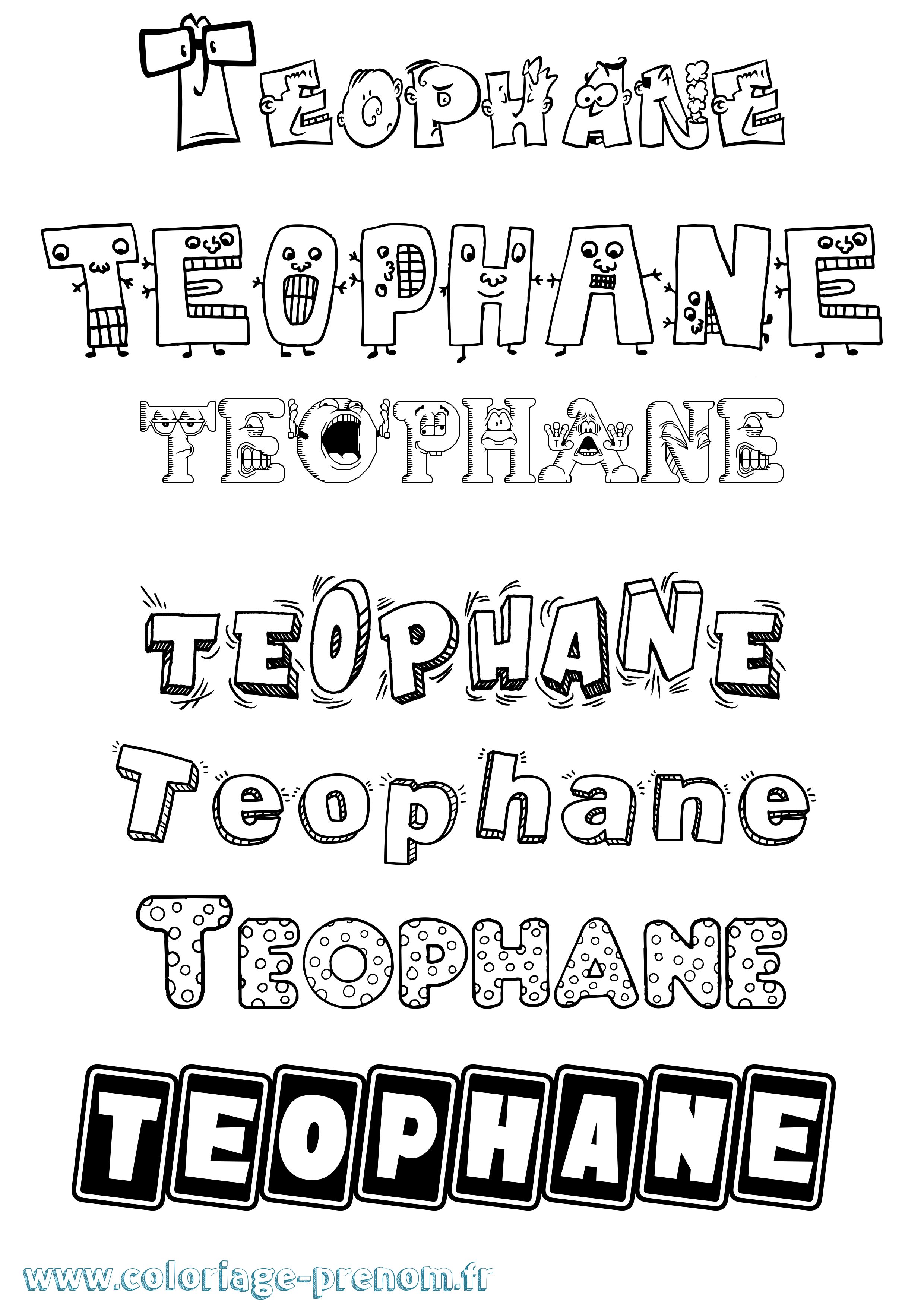 Coloriage prénom Teophane Fun