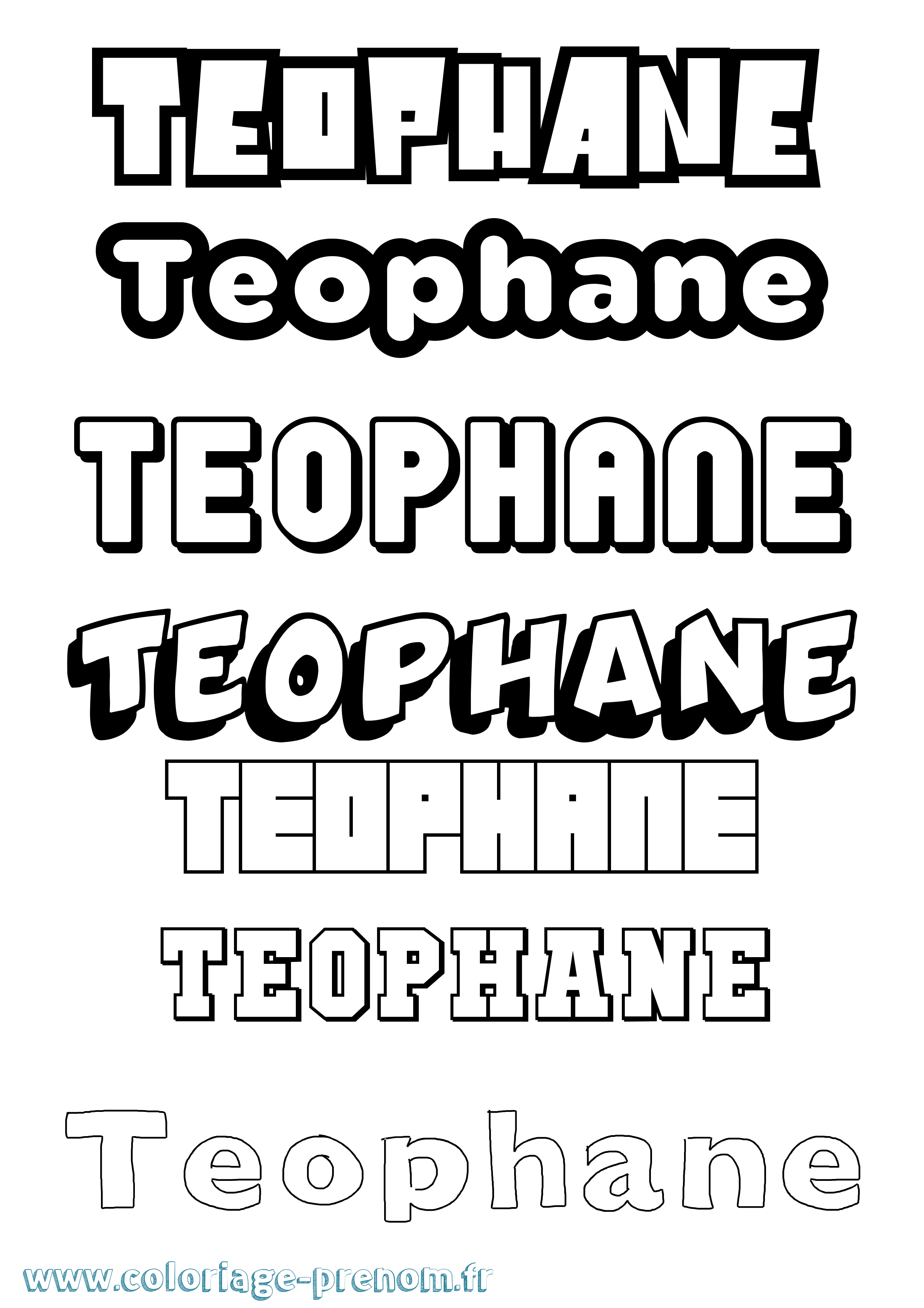 Coloriage prénom Teophane Simple