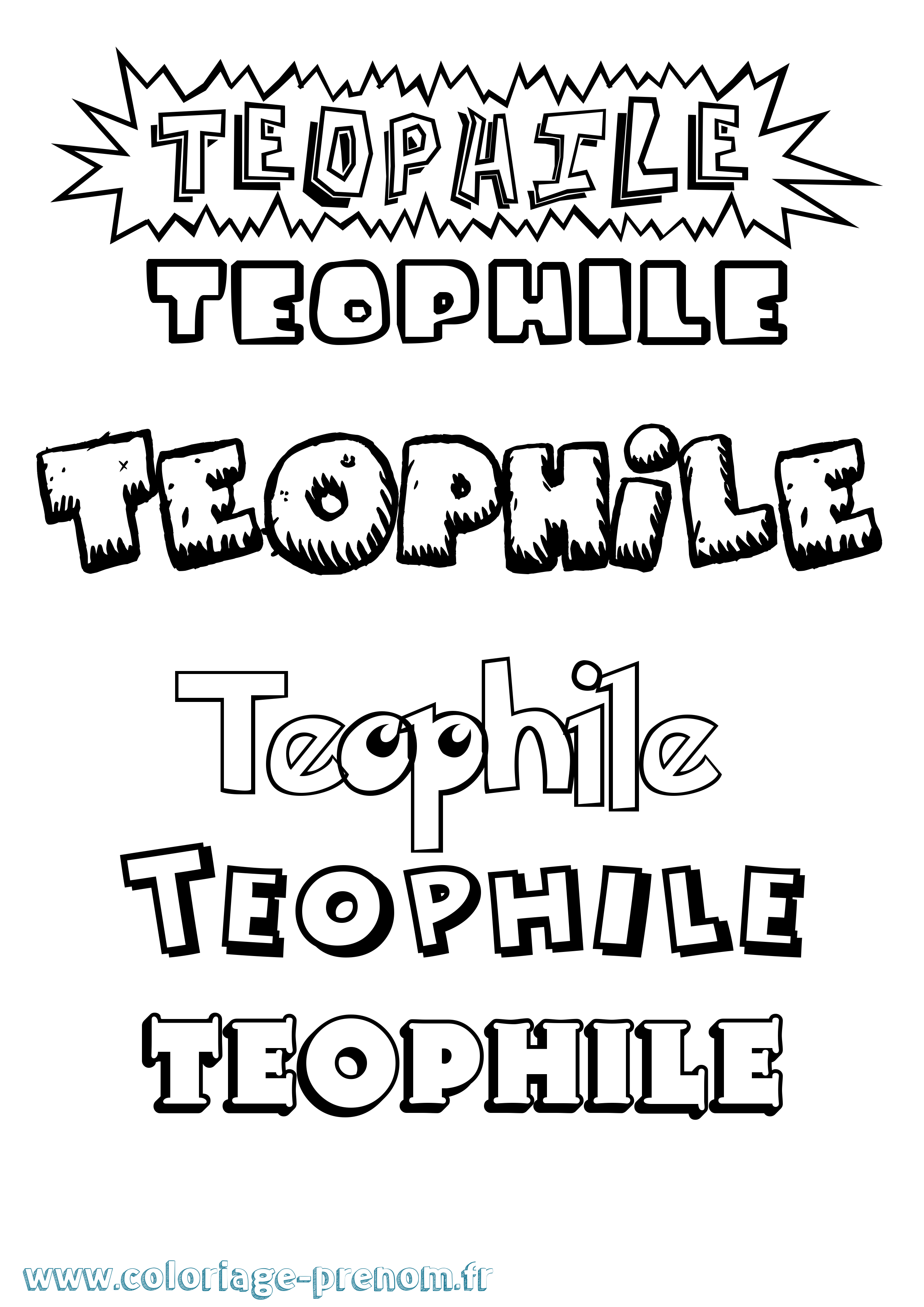 Coloriage prénom Teophile Dessin Animé