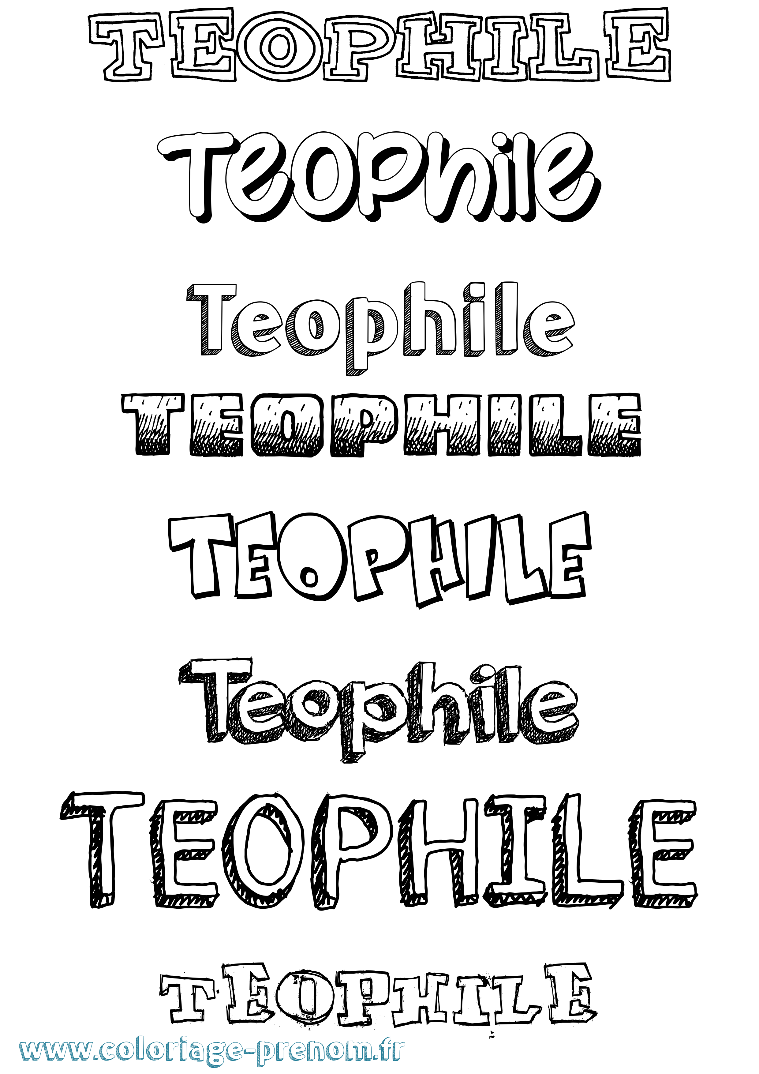 Coloriage prénom Teophile Dessiné