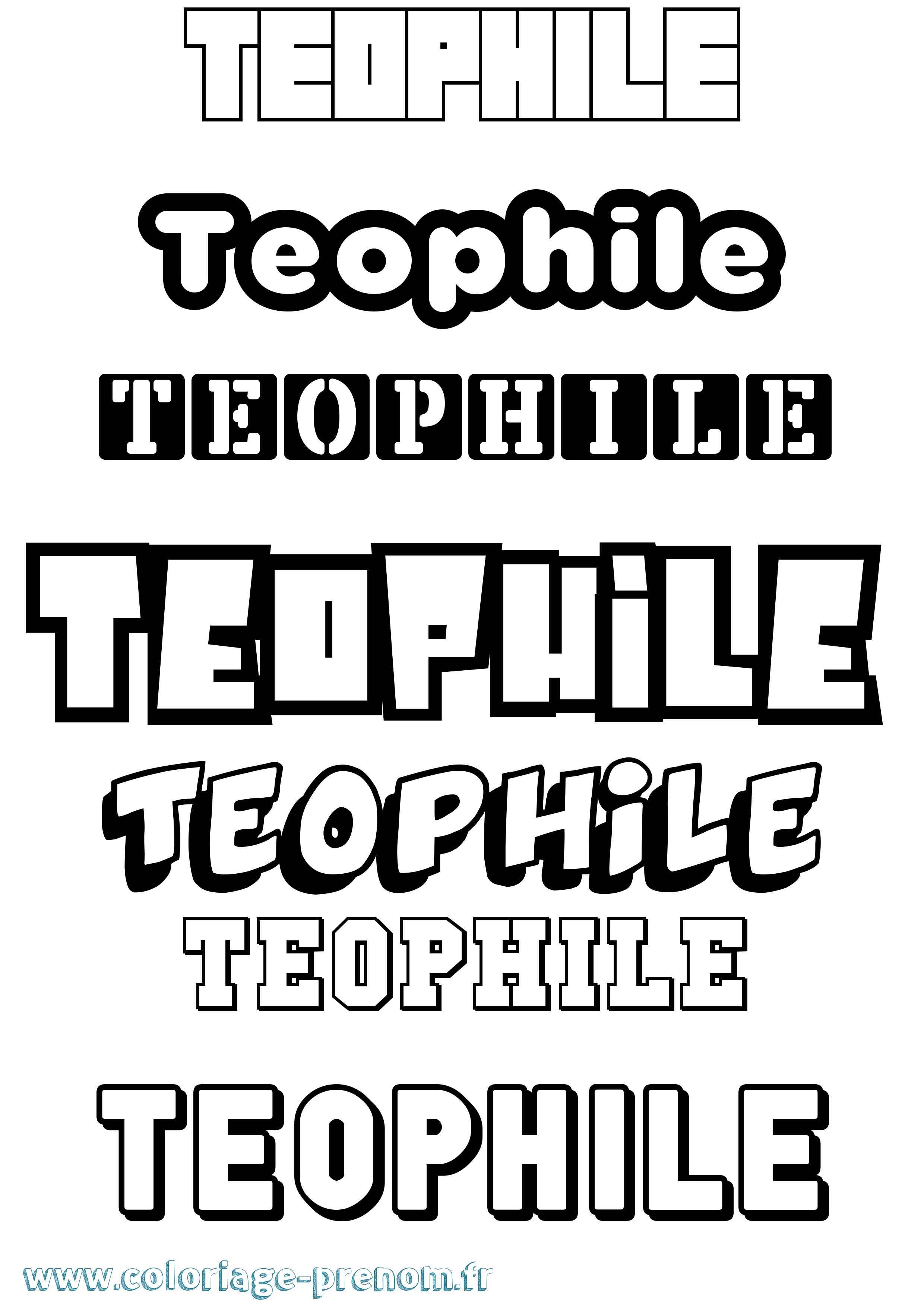 Coloriage prénom Teophile Simple