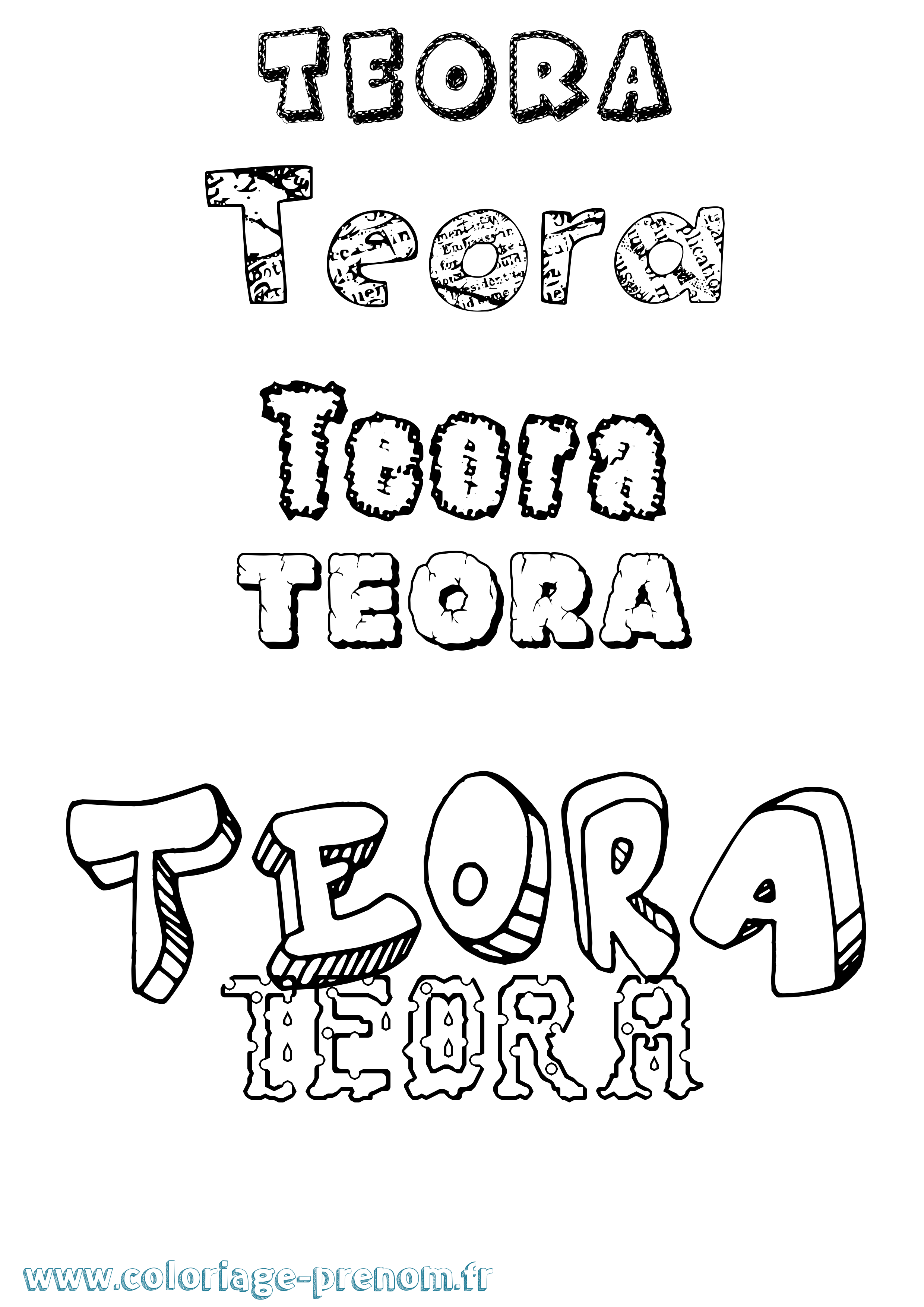 Coloriage prénom Teora Destructuré