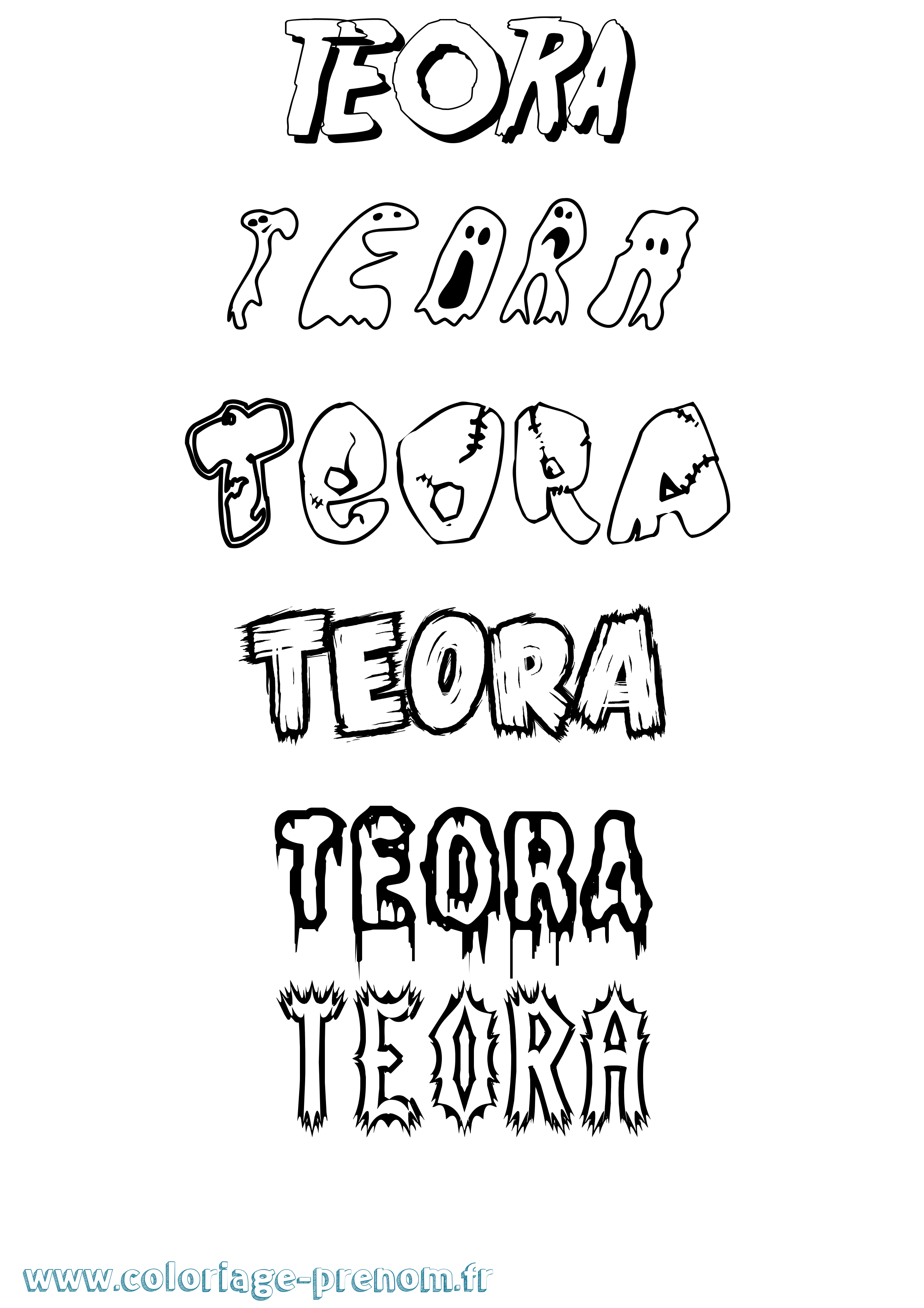 Coloriage prénom Teora Frisson