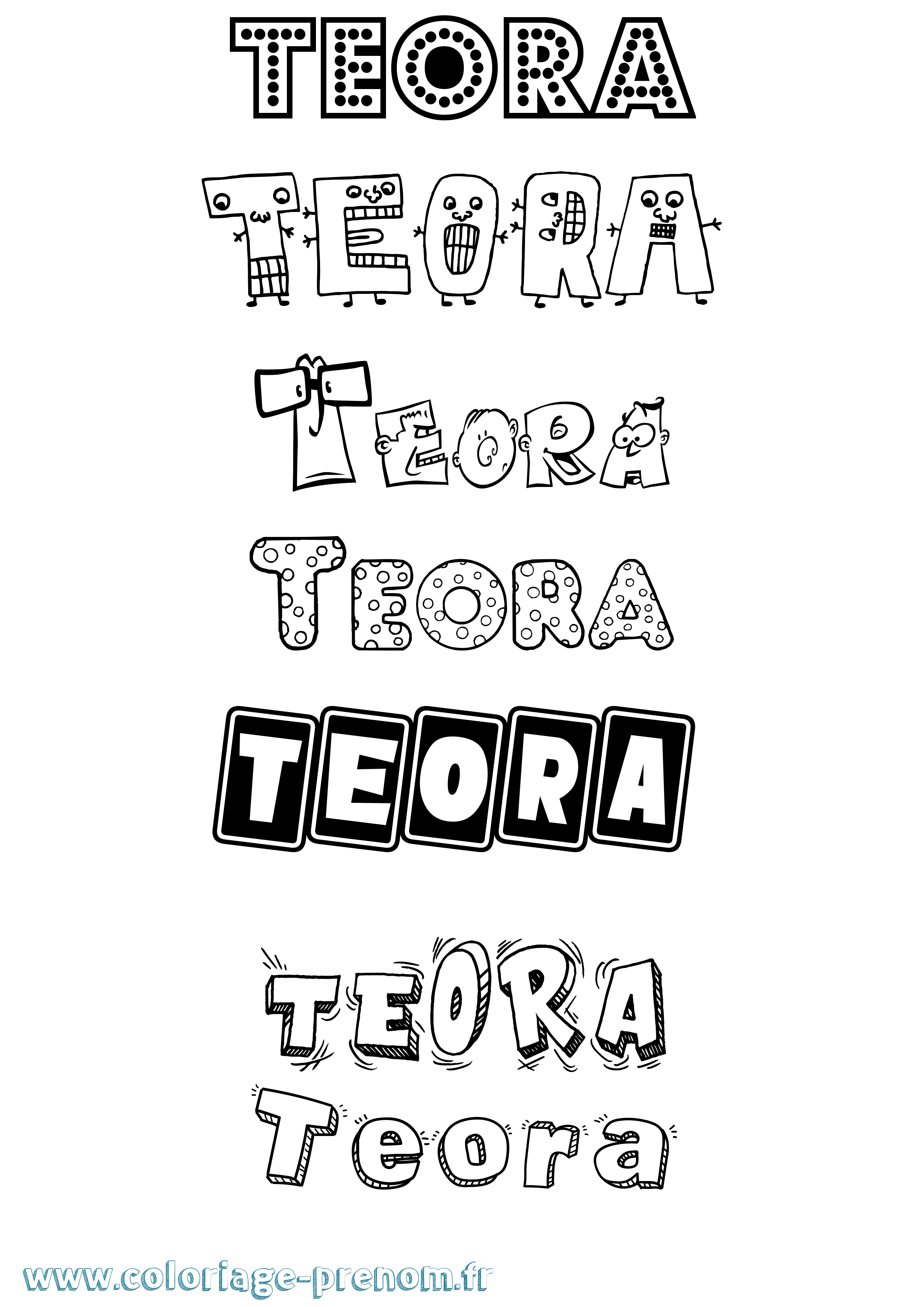 Coloriage prénom Teora Fun