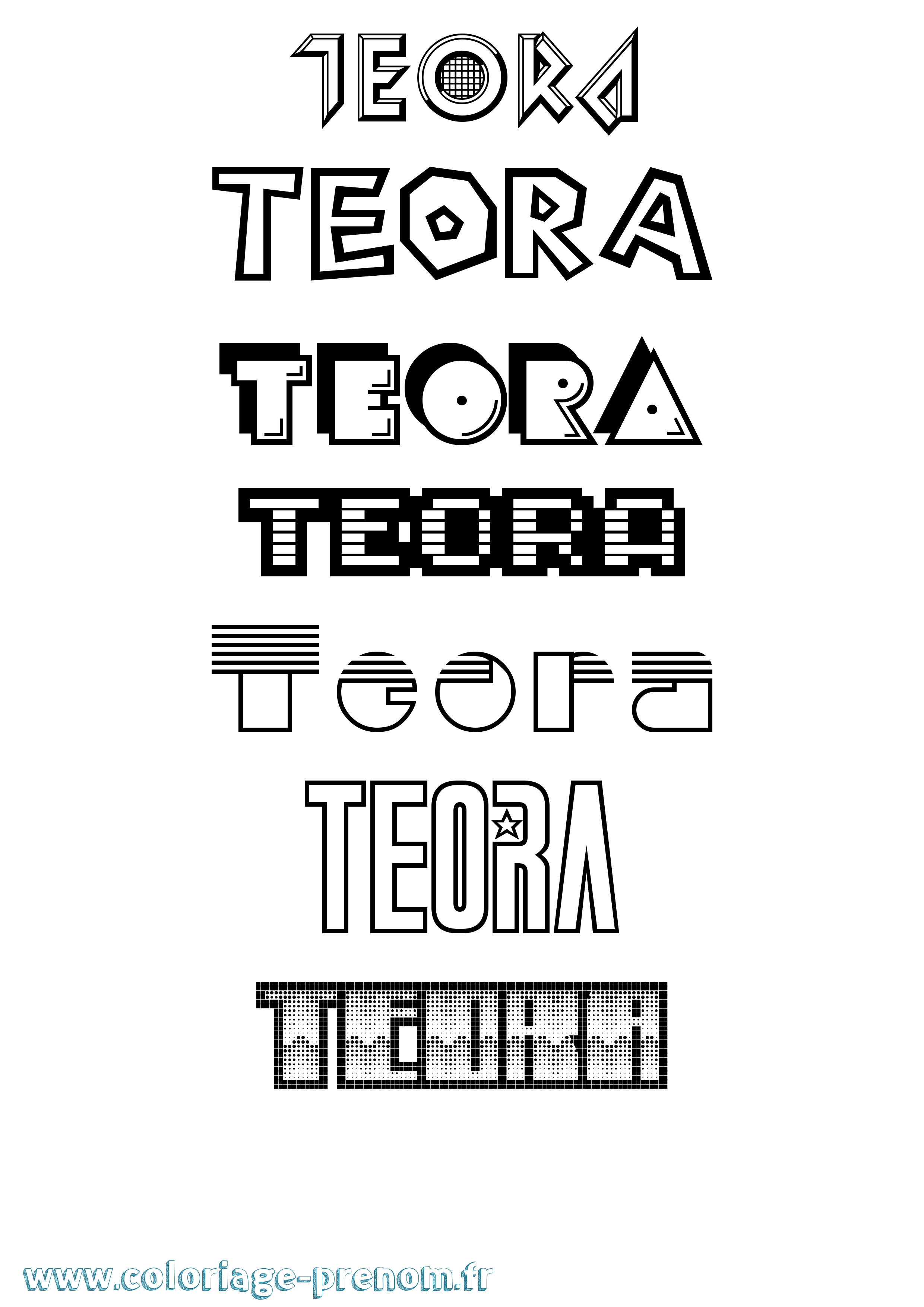 Coloriage prénom Teora Jeux Vidéos
