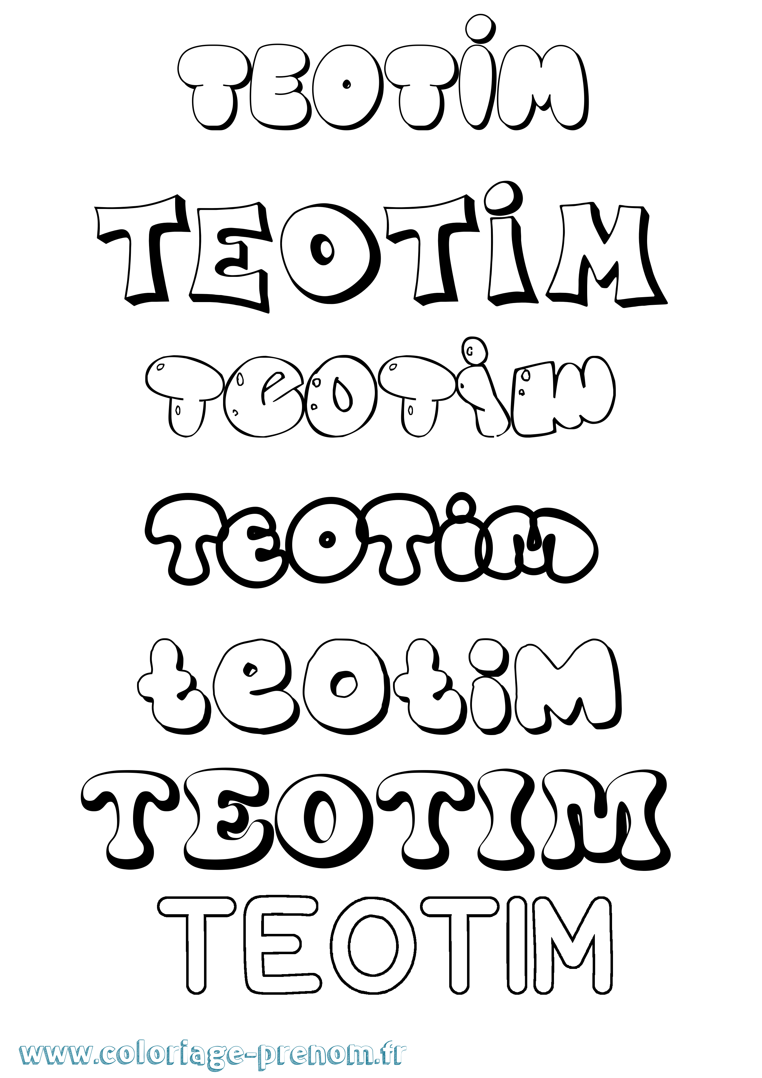 Coloriage prénom Teotim Bubble