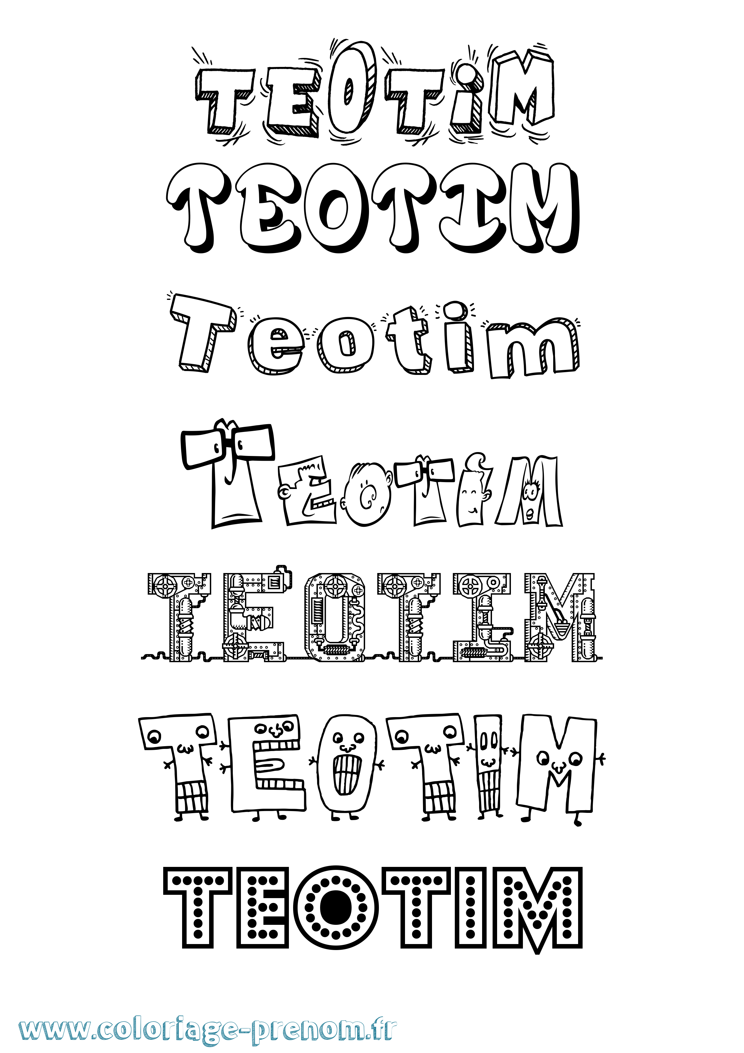 Coloriage prénom Teotim Fun