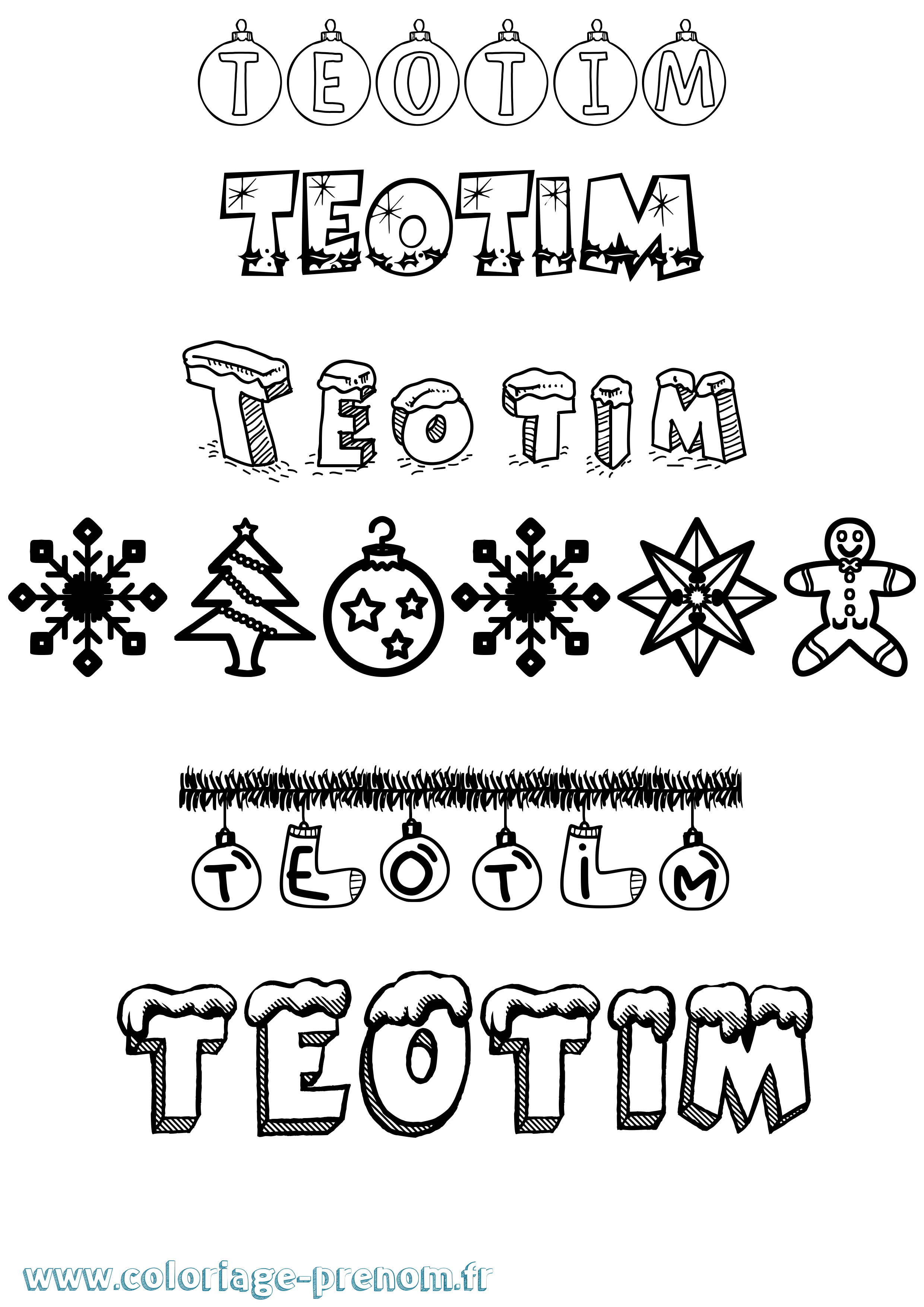 Coloriage prénom Teotim Noël
