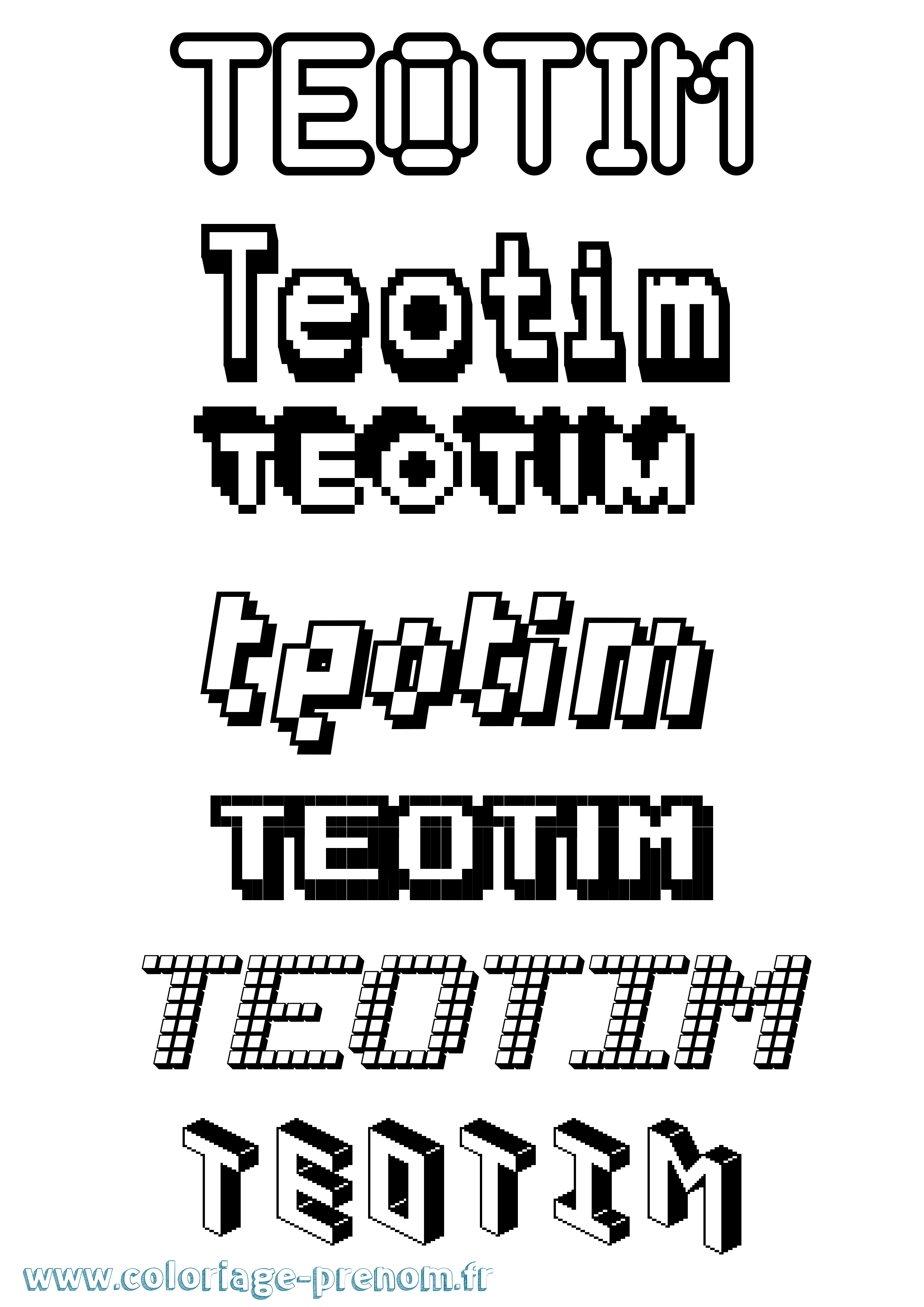 Coloriage prénom Teotim Pixel