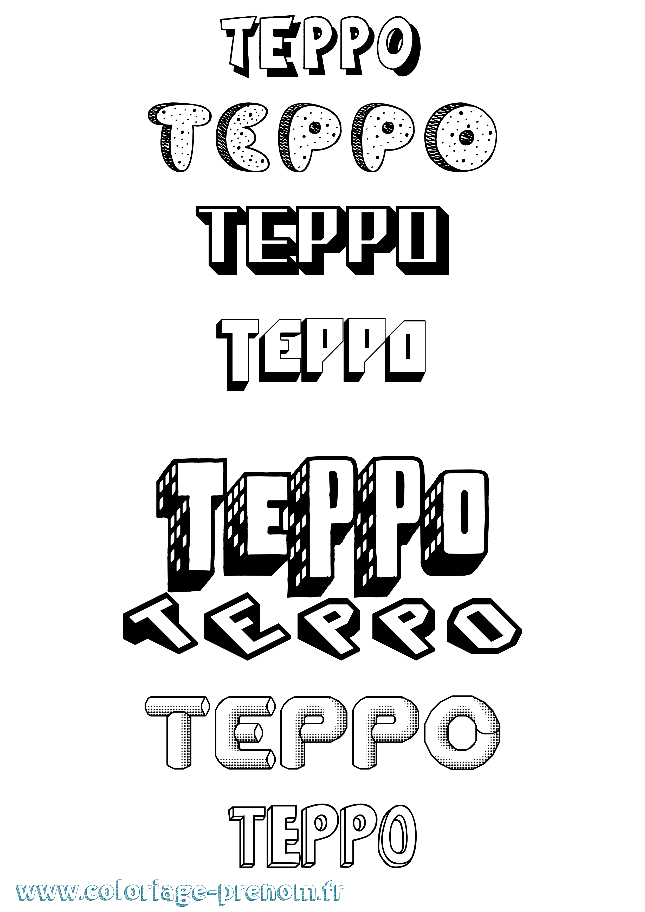 Coloriage prénom Teppo Effet 3D