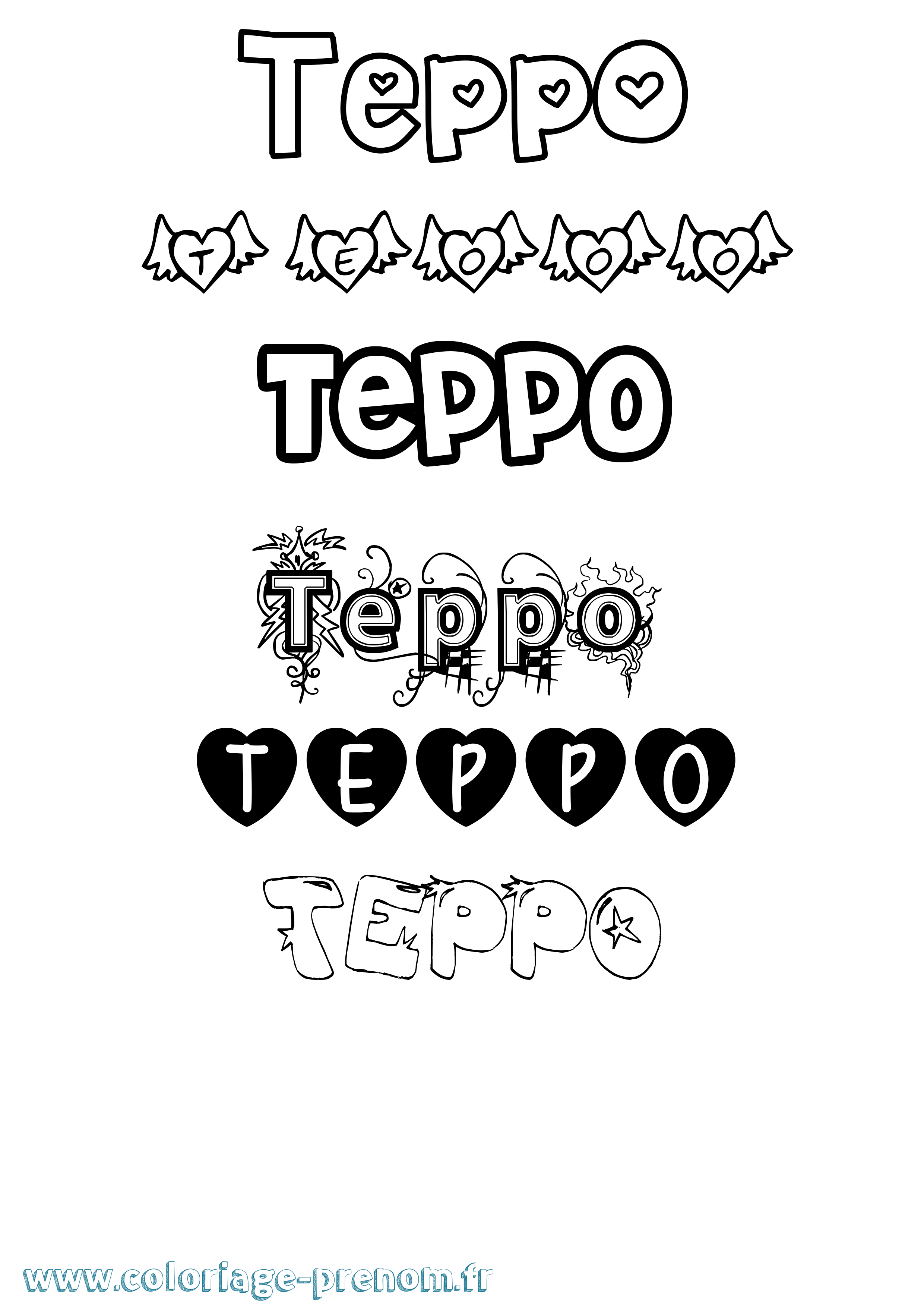 Coloriage prénom Teppo Girly