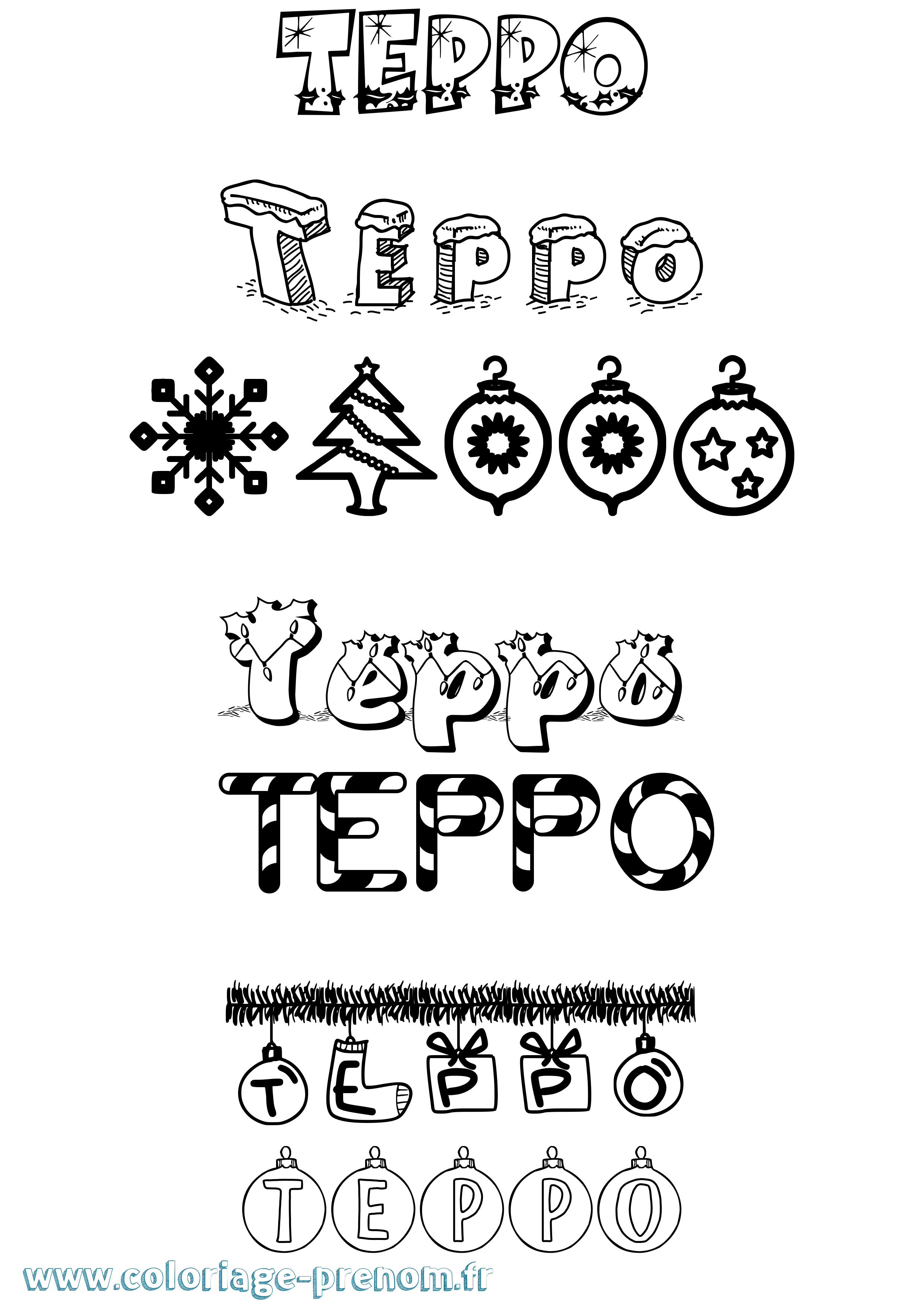 Coloriage prénom Teppo Noël