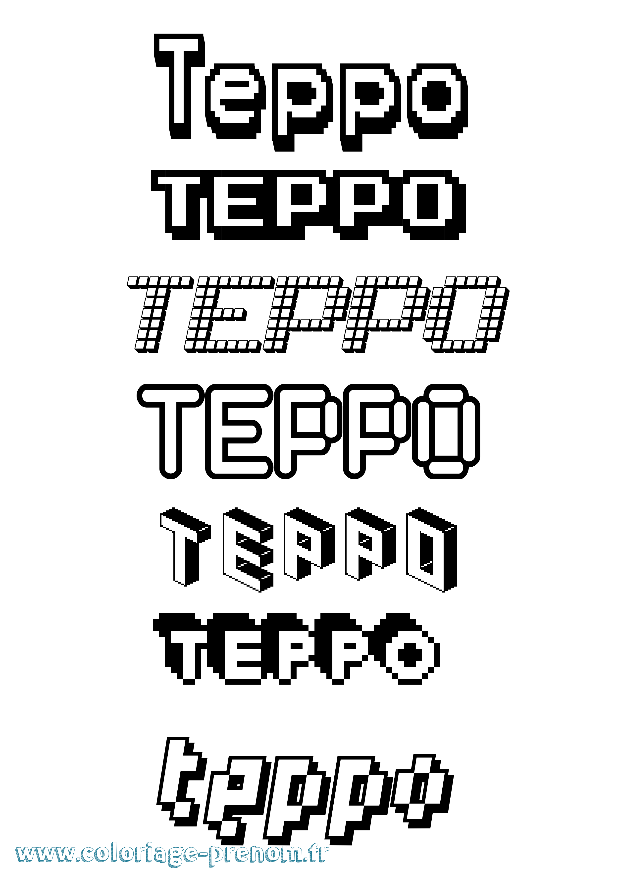 Coloriage prénom Teppo Pixel