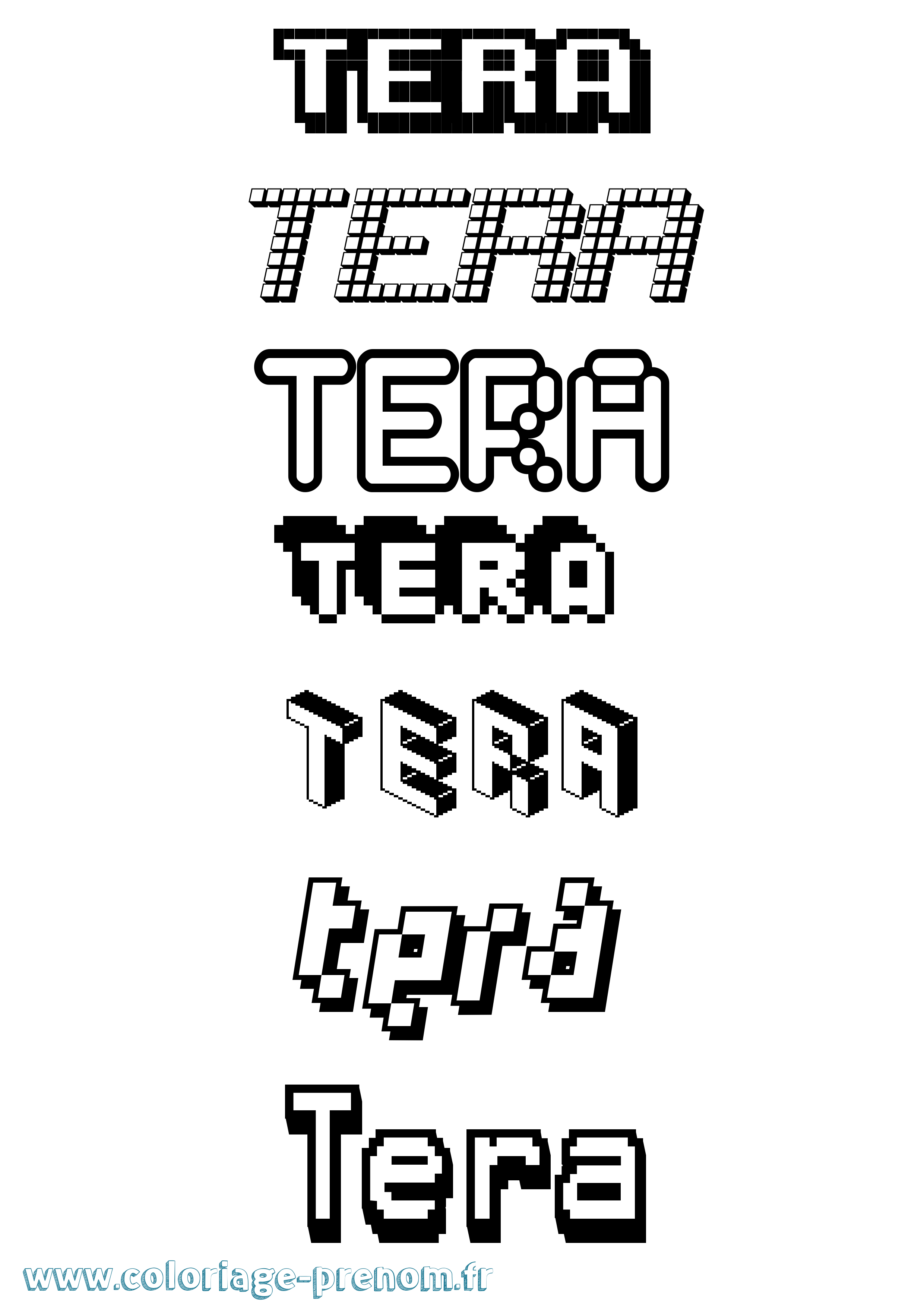 Coloriage prénom Tera Pixel
