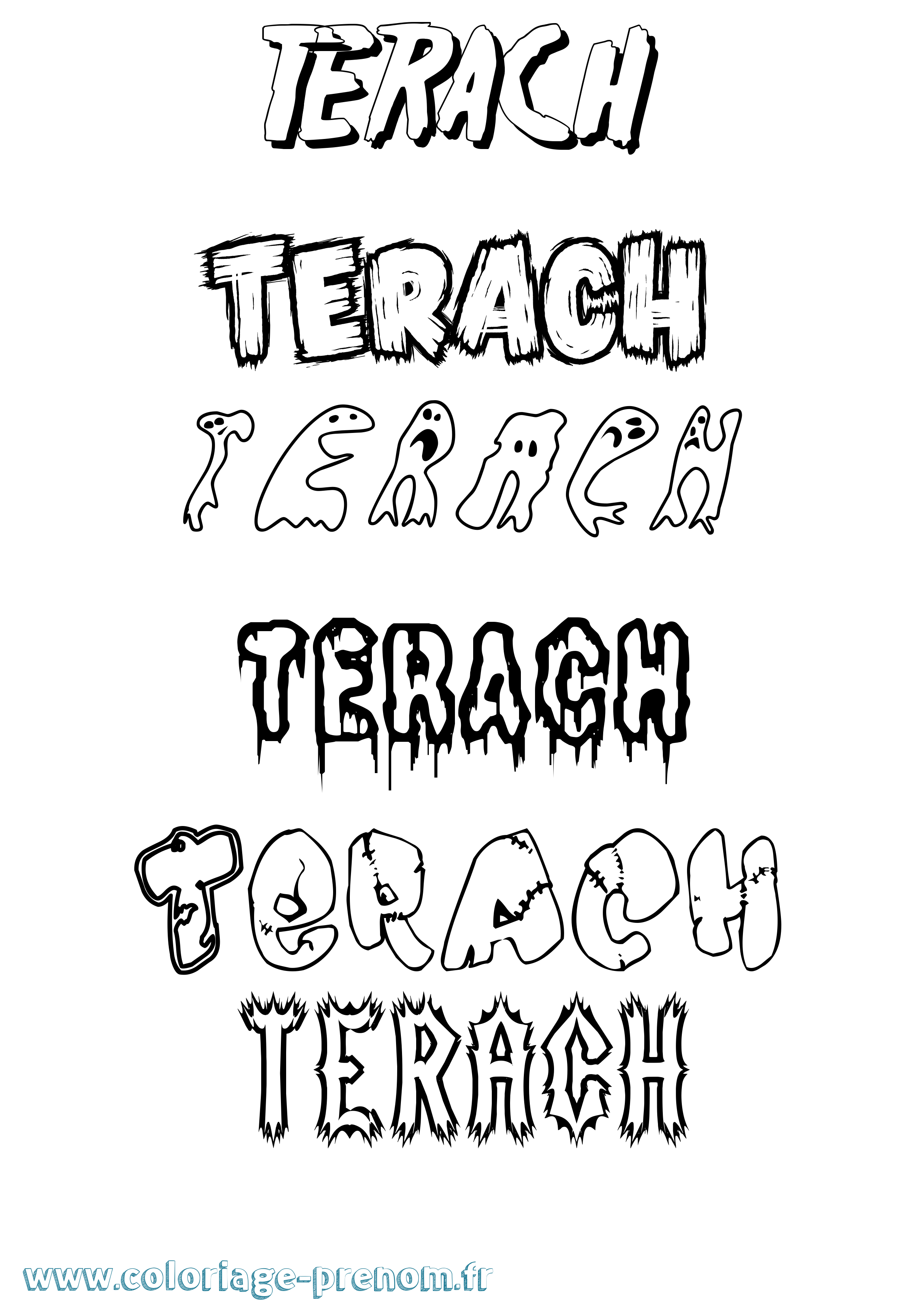 Coloriage prénom Terach Frisson