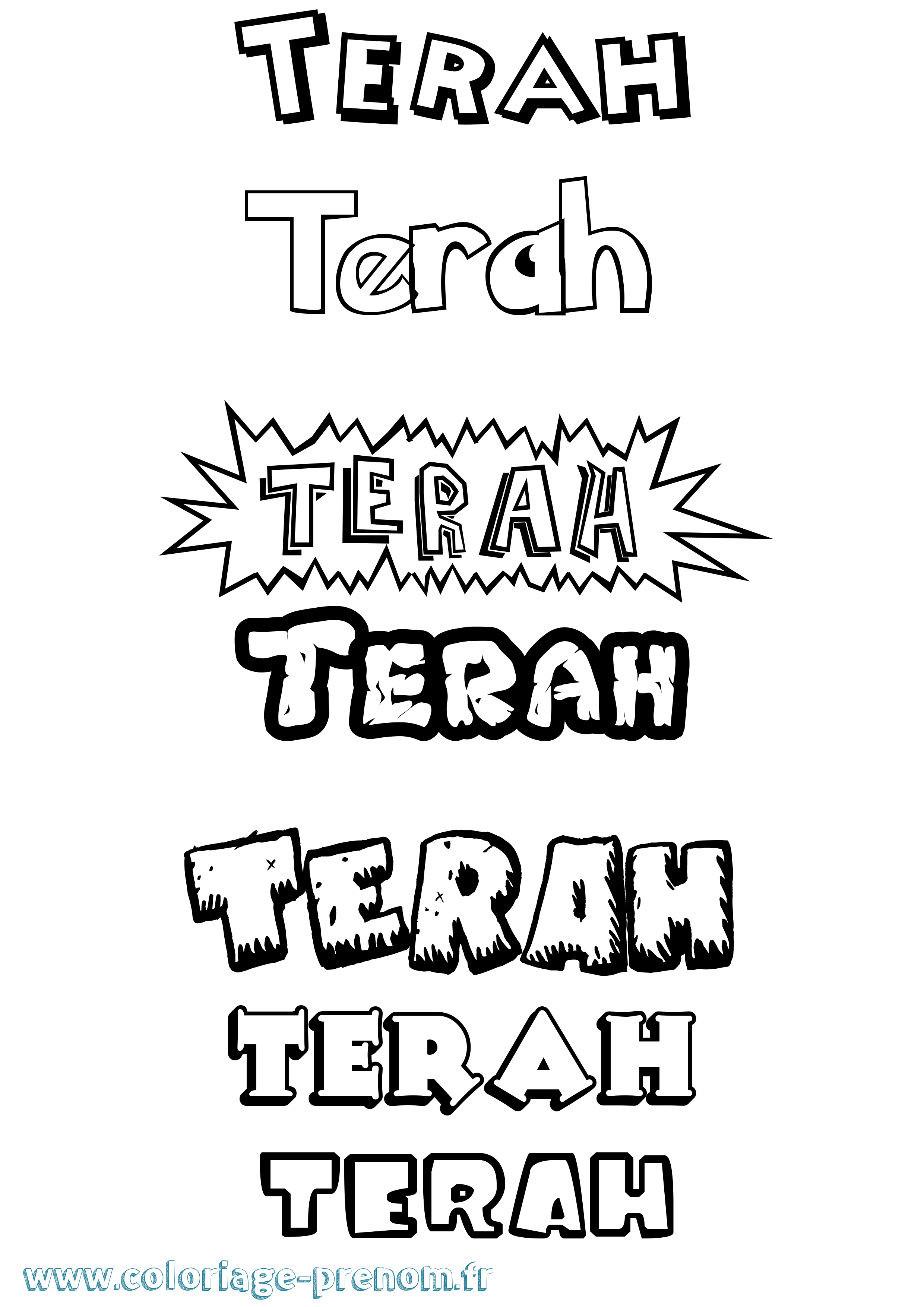 Coloriage prénom Terah Dessin Animé