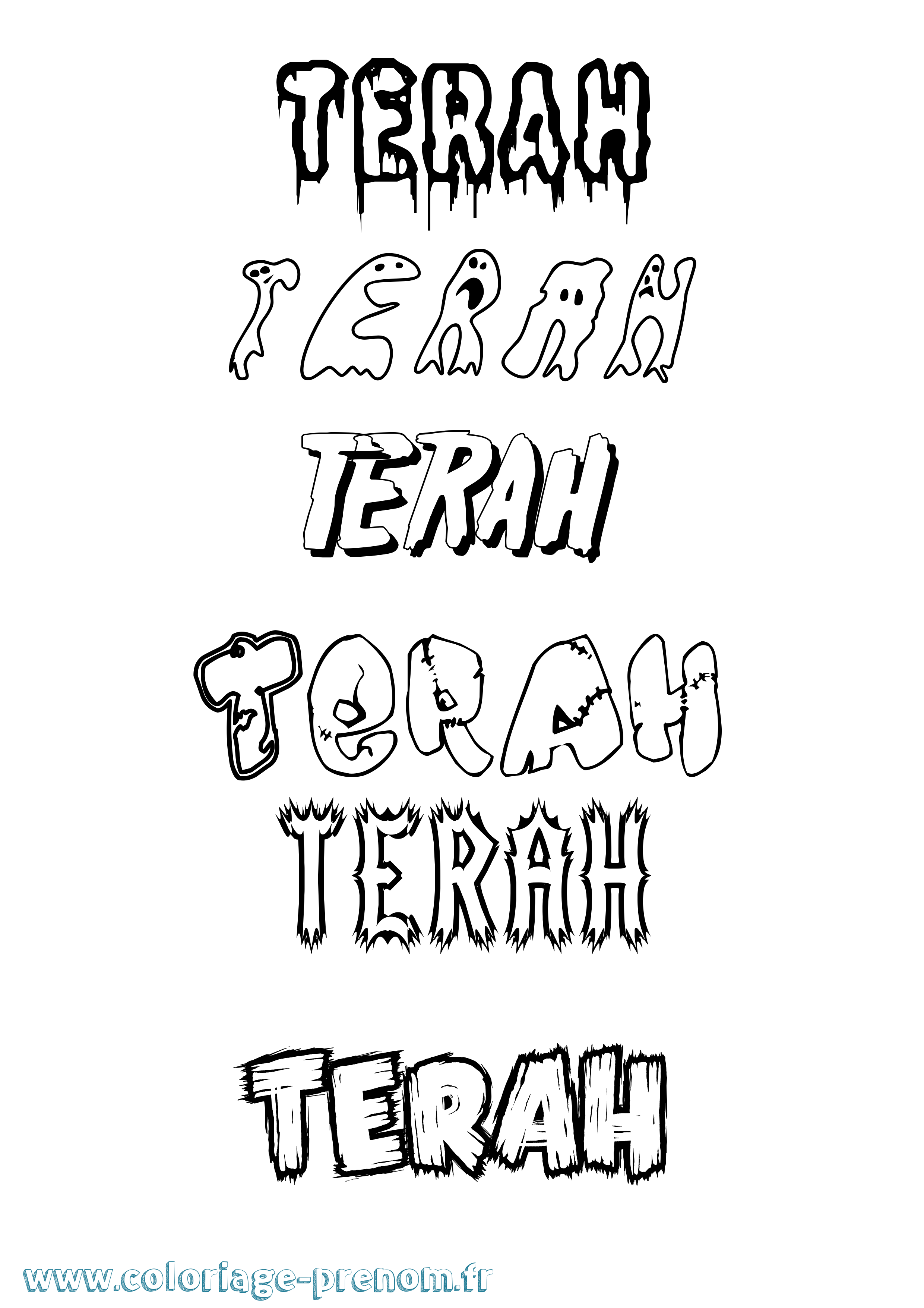 Coloriage prénom Terah Frisson