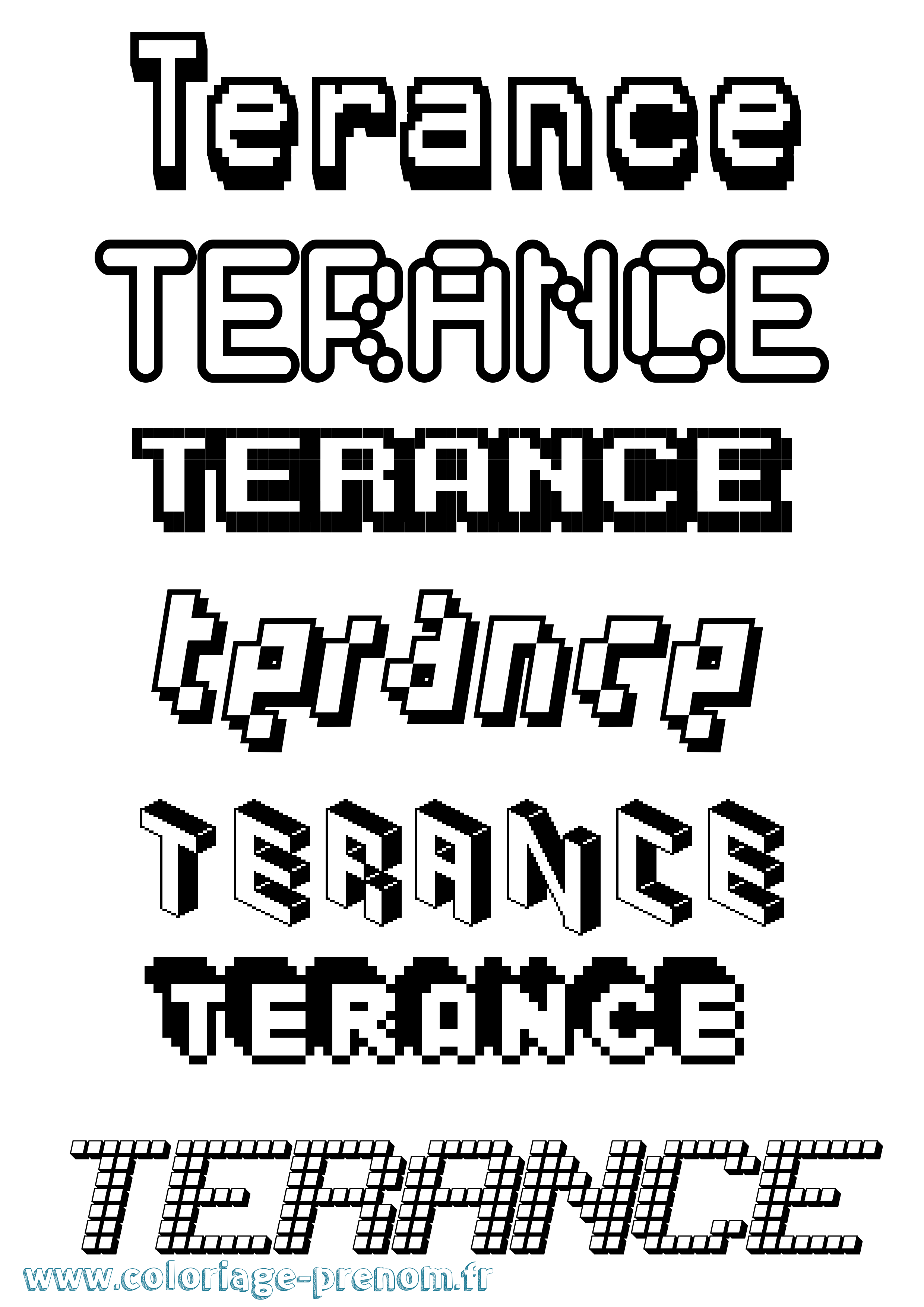 Coloriage prénom Terance Pixel