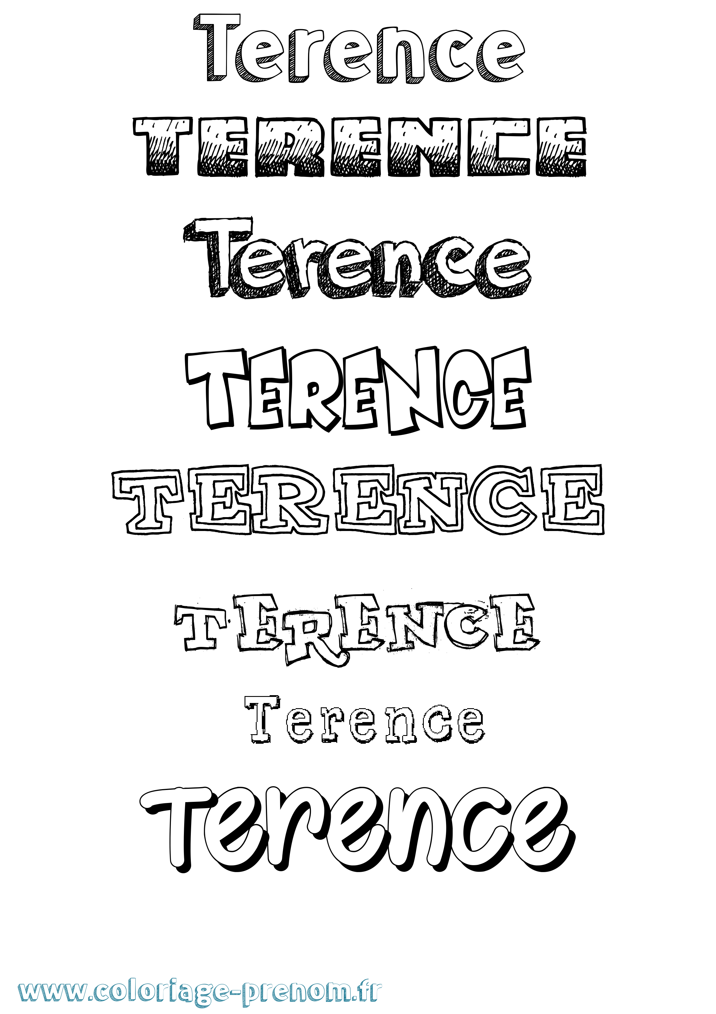 Coloriage prénom Terence Dessiné