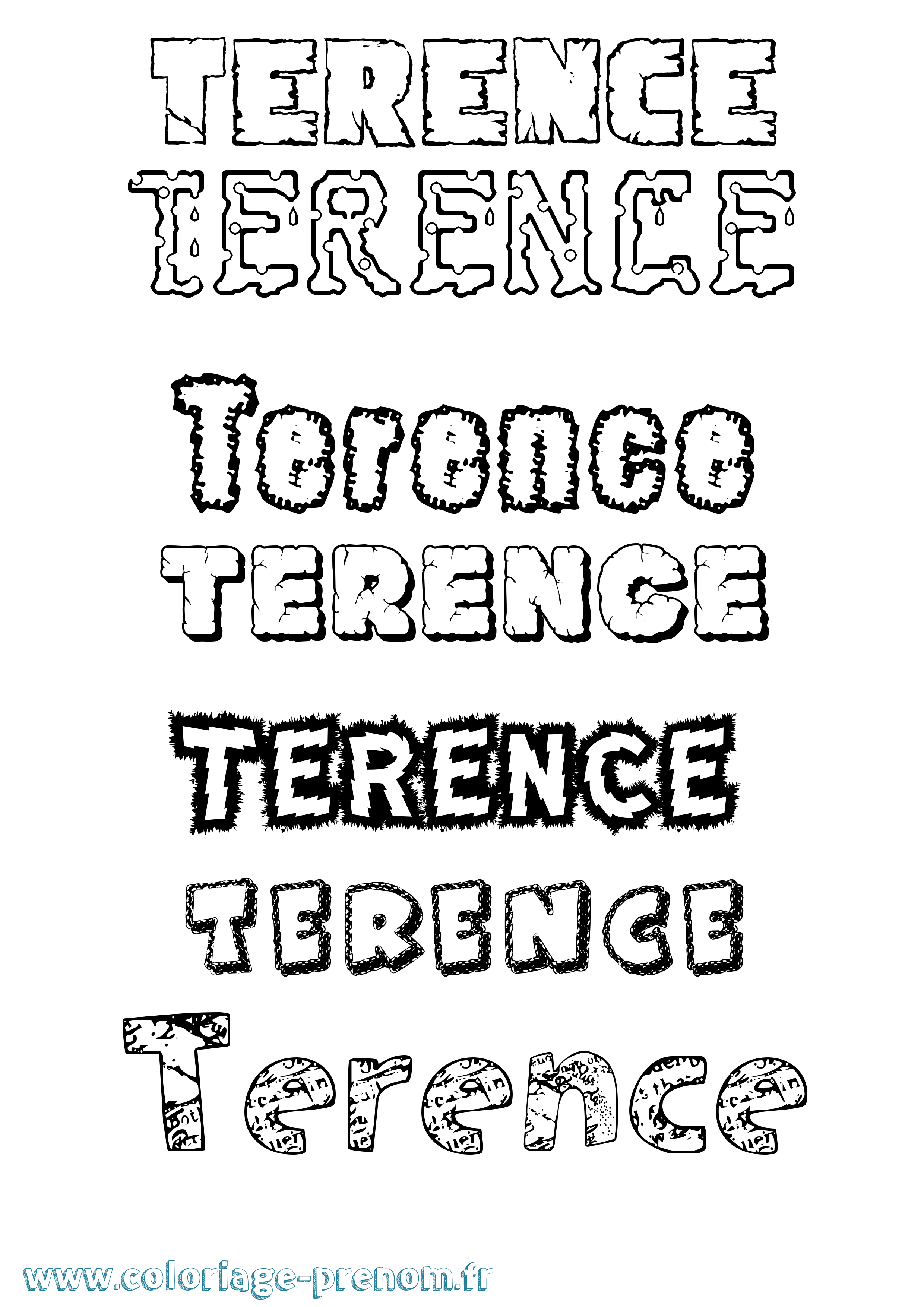 Coloriage prénom Terence Destructuré