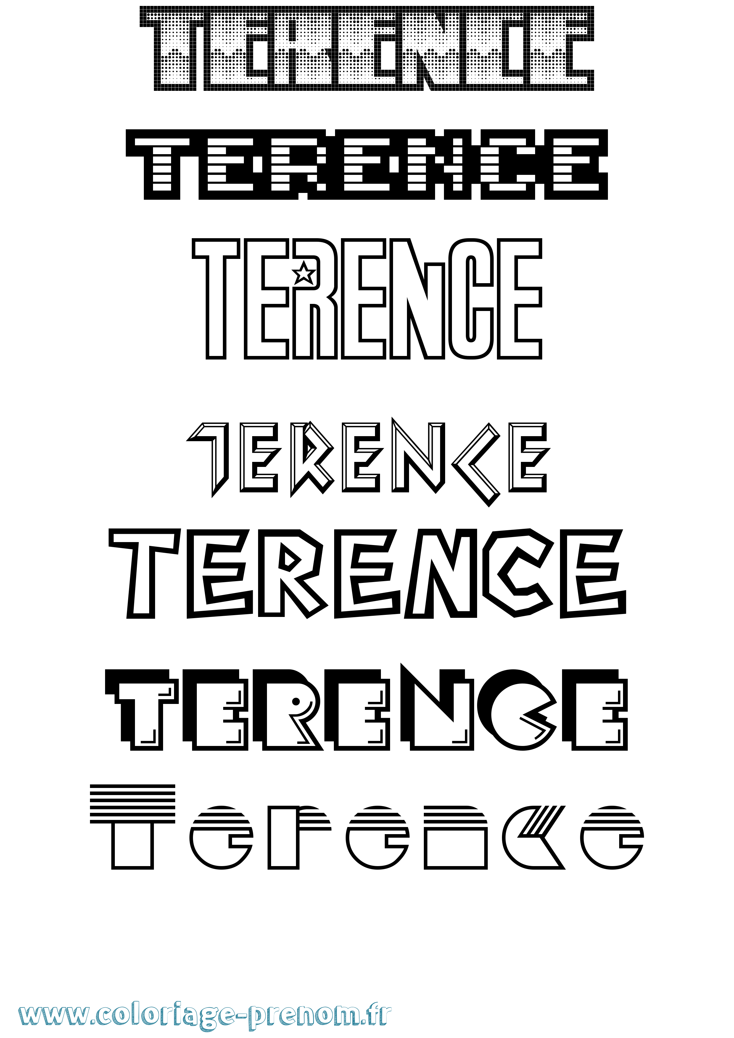Coloriage prénom Terence Jeux Vidéos