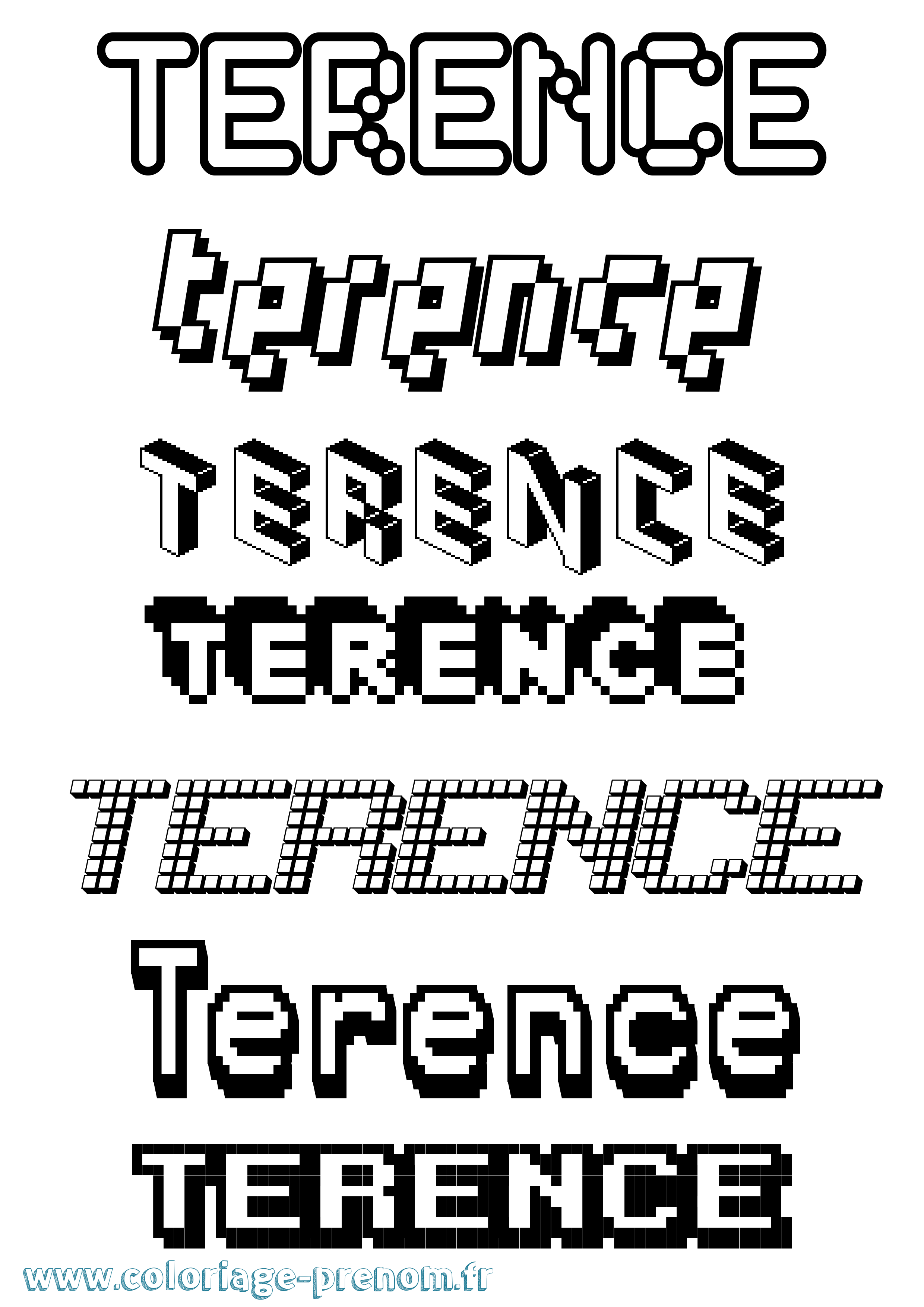 Coloriage prénom Terence Pixel