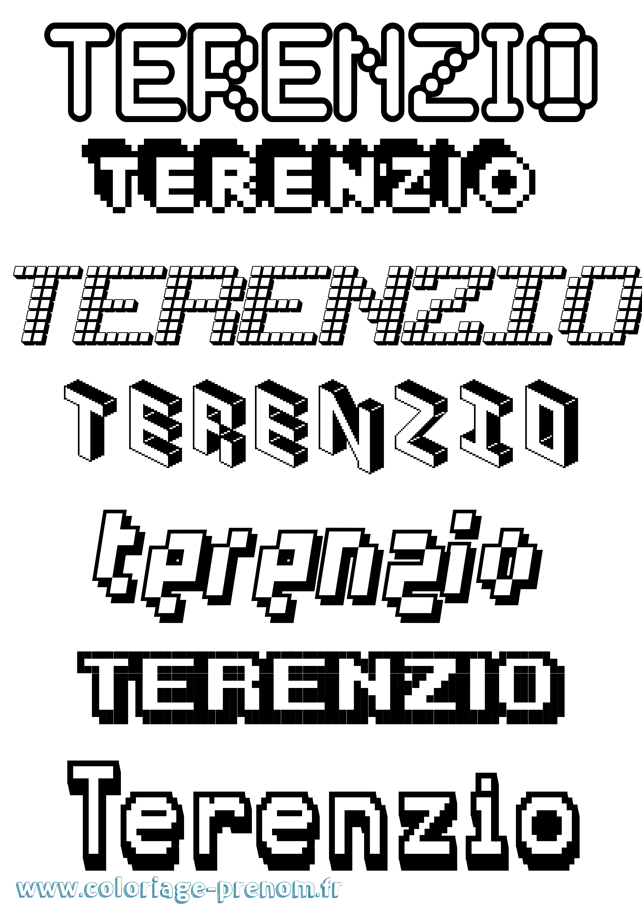 Coloriage prénom Terenzio Pixel