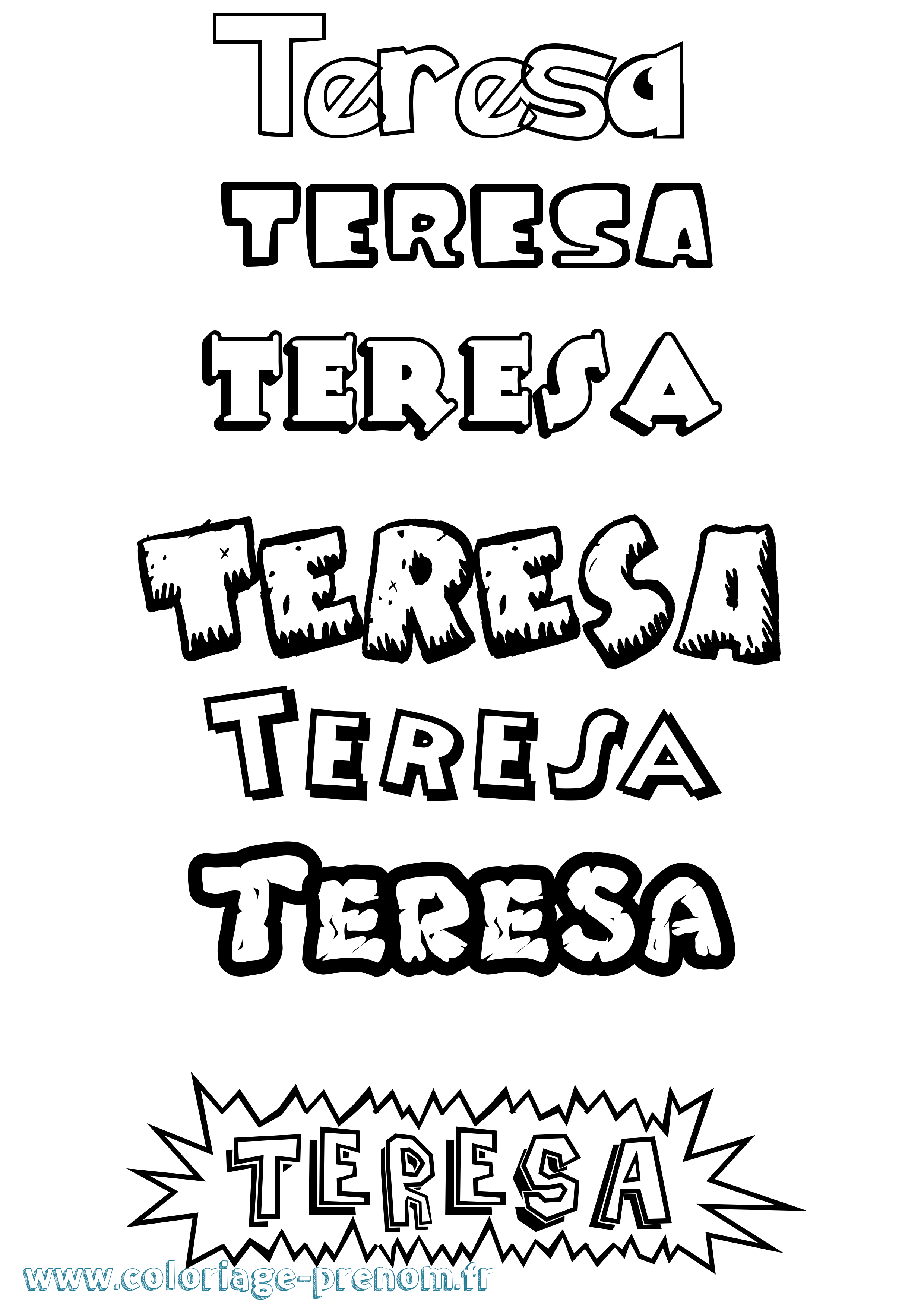 Coloriage Teresa Dessin Animé Coloriage prénom Teresa Dessin Animé