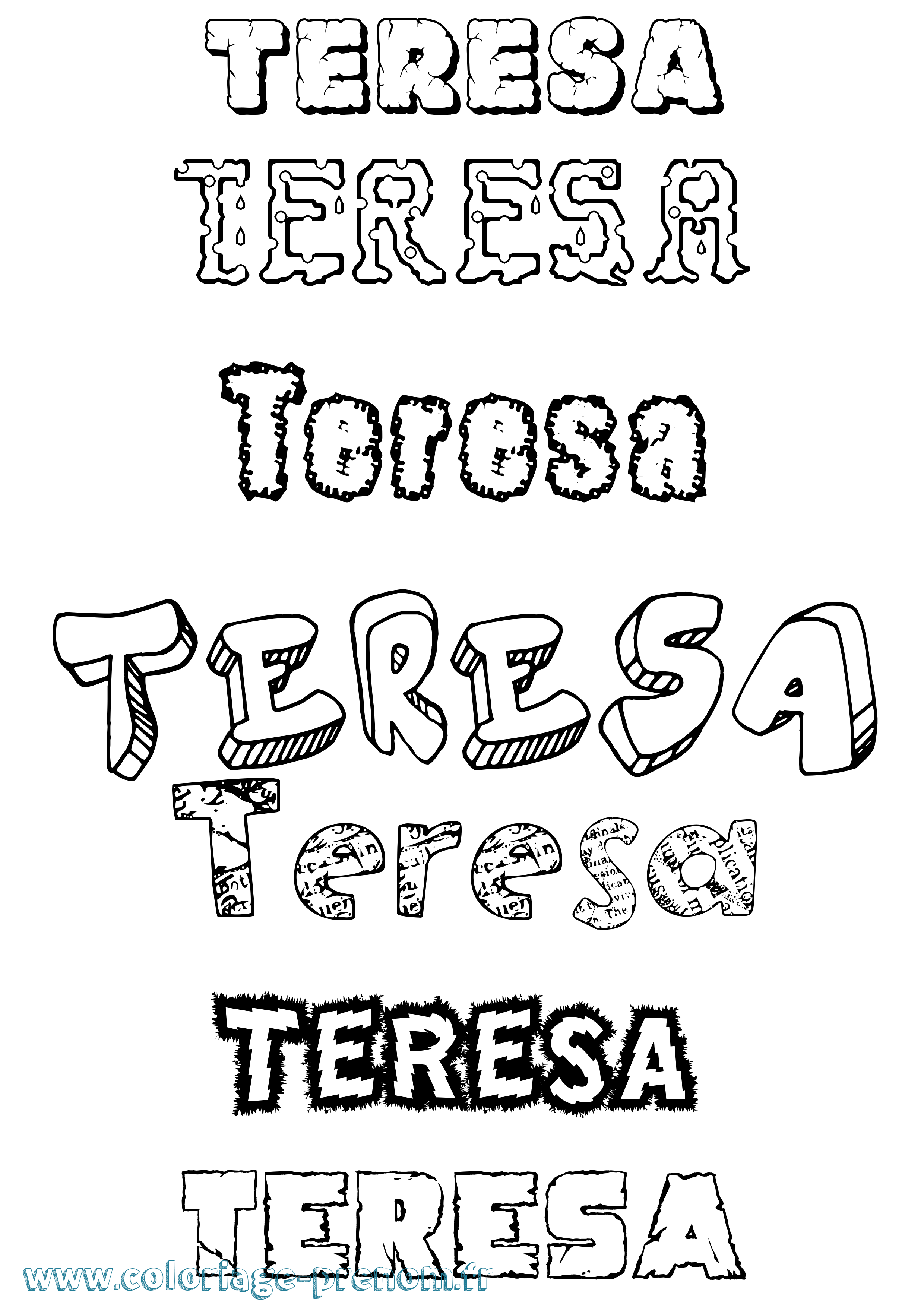 Coloriage Teresa Destructuré Coloriage prénom Teresa Destructuré
