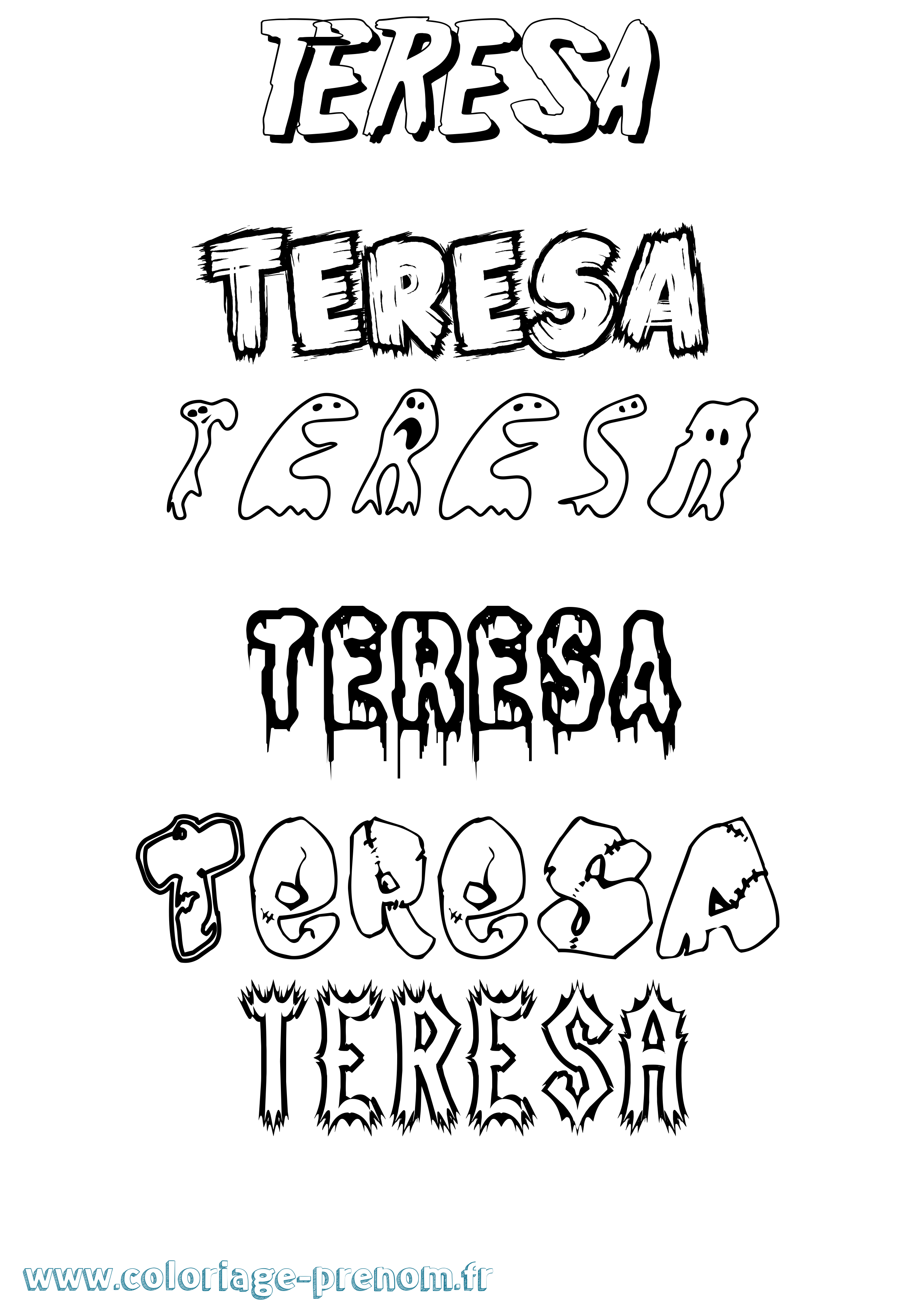 Coloriage prénom Teresa Frisson