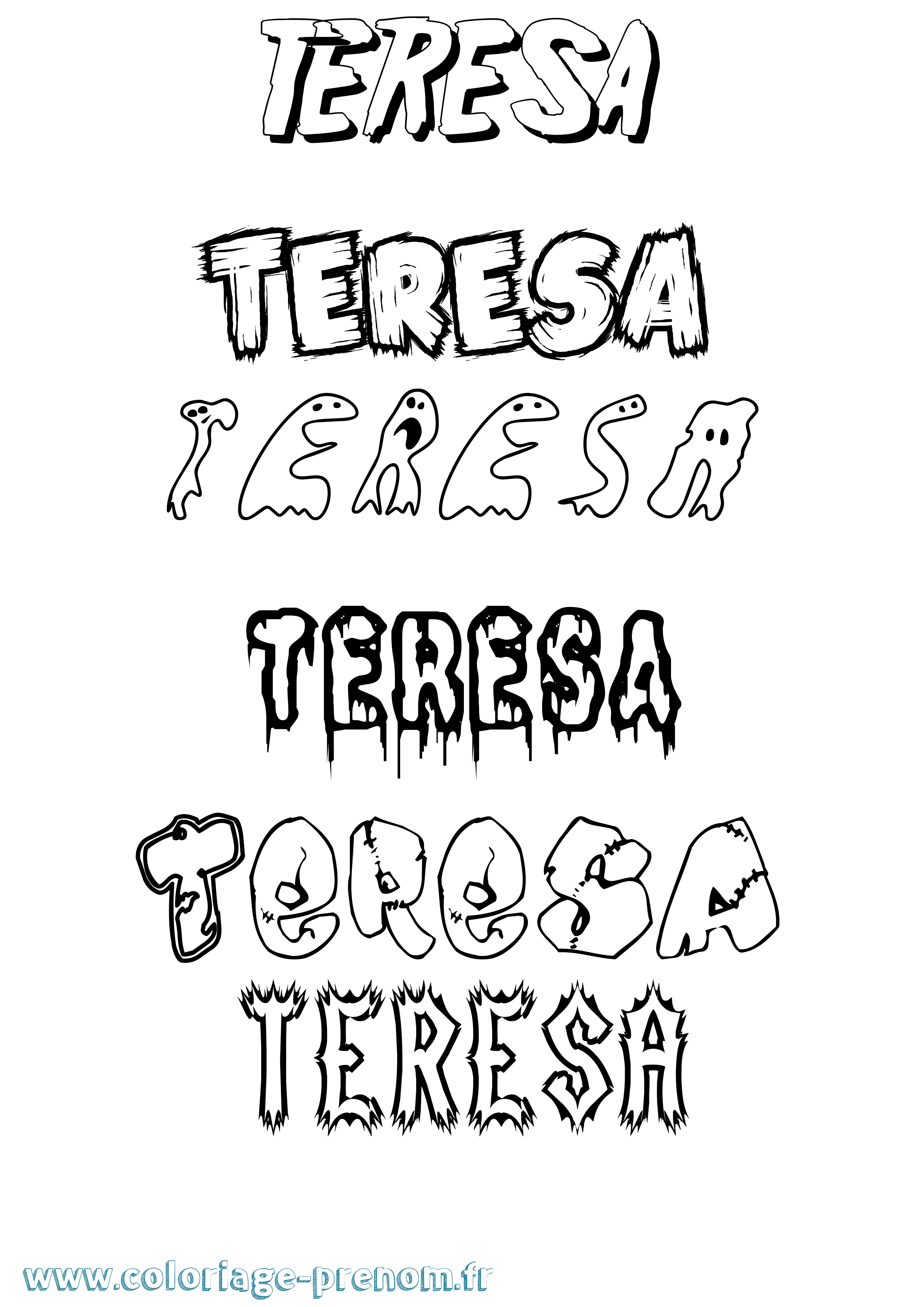 Coloriage Teresa Frisson Coloriage prénom Teresa Frisson