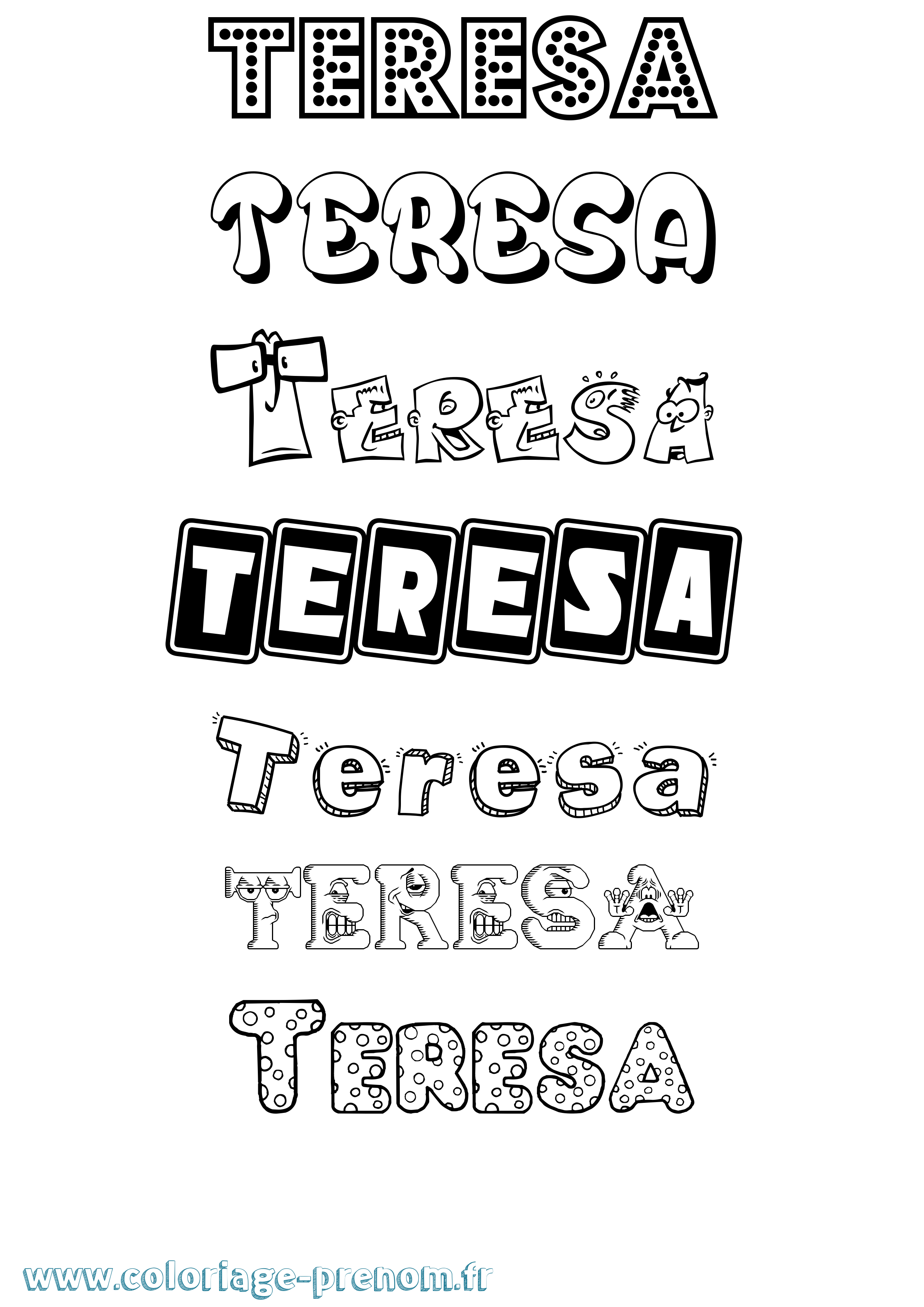 Coloriage prénom Teresa Fun