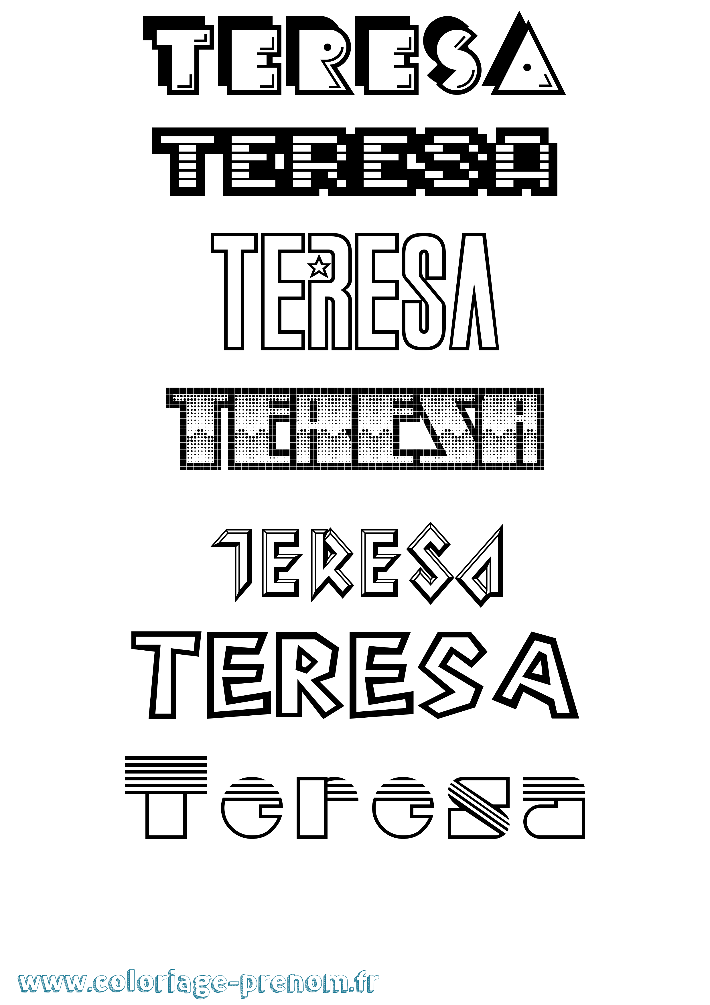 Coloriage prénom Teresa Jeux Vidéos