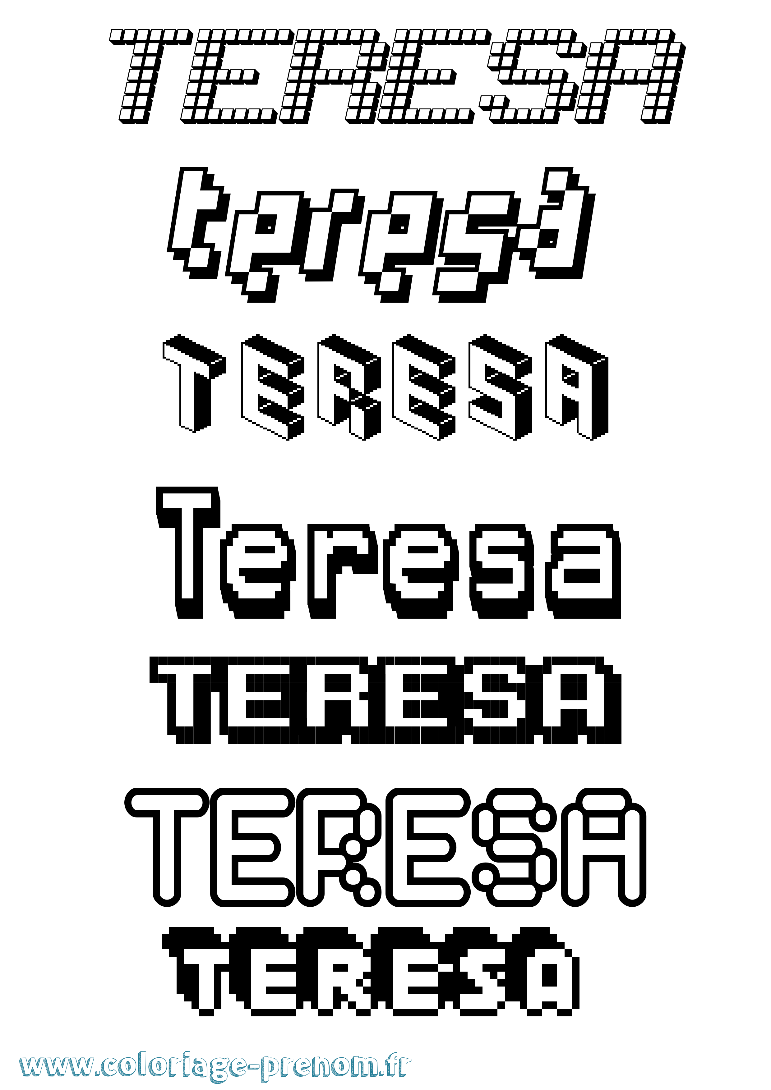 Coloriage prénom Teresa Pixel