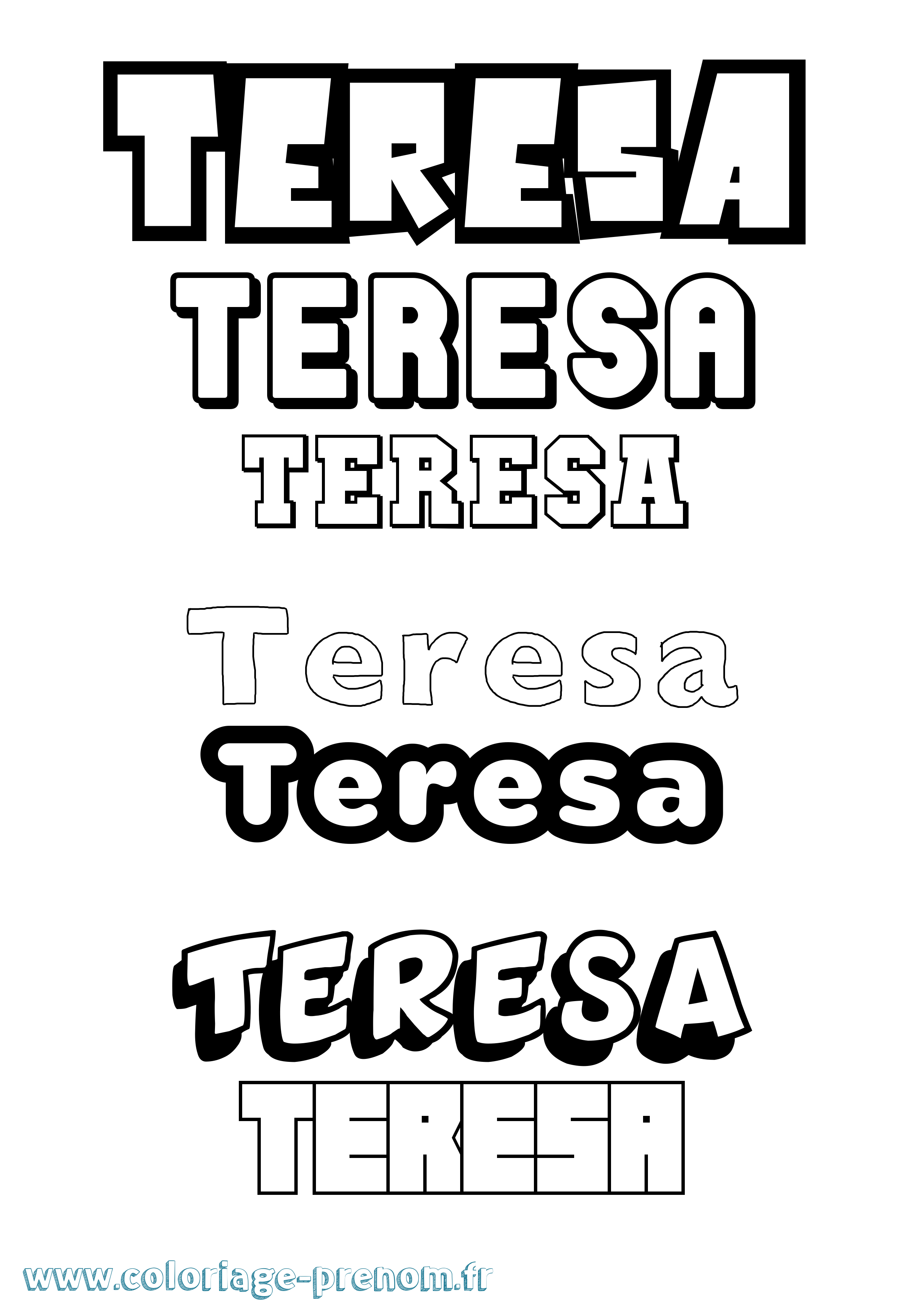 Coloriage Teresa Simple Coloriage prénom Teresa Simple