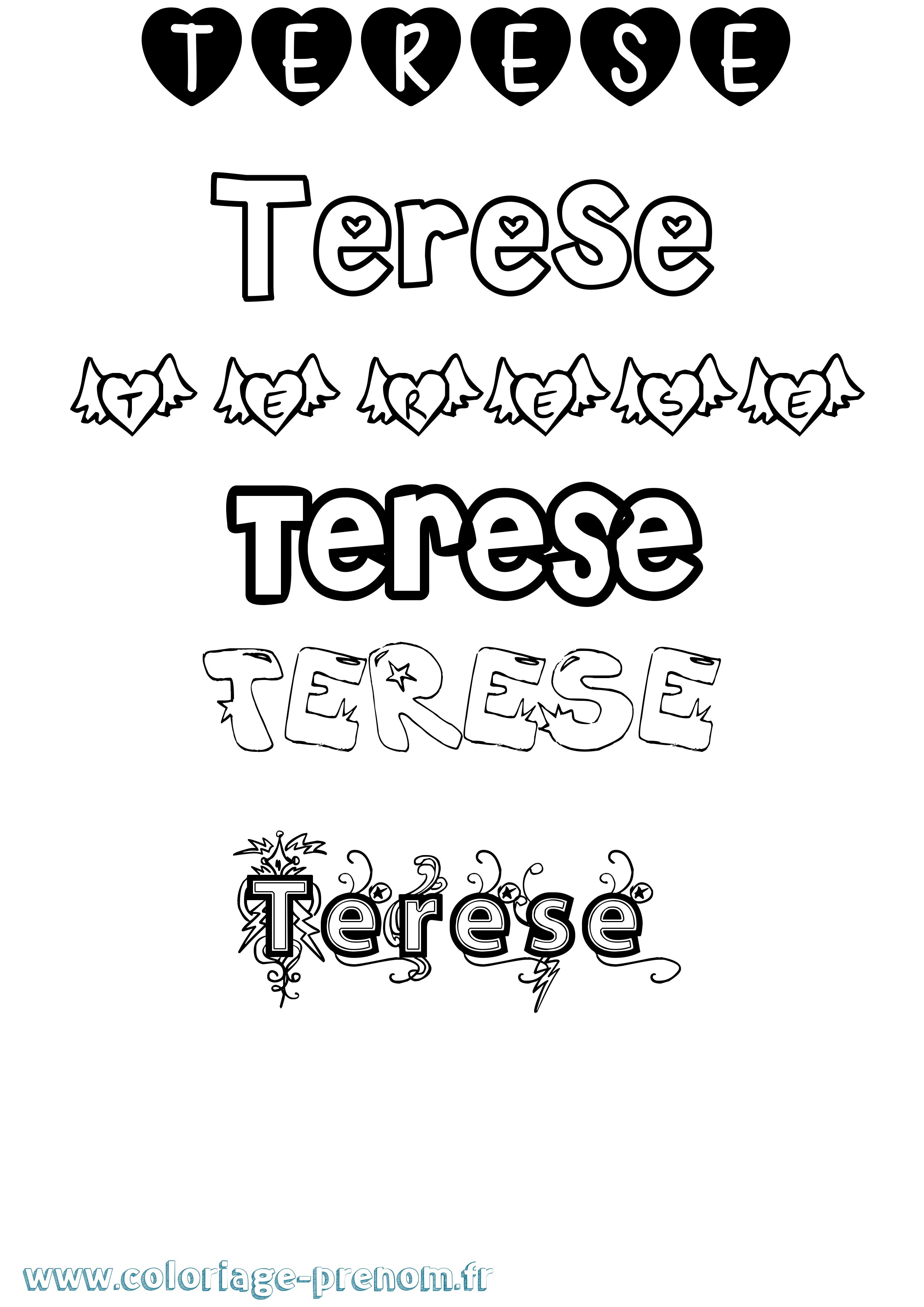 Coloriage prénom Terese Girly